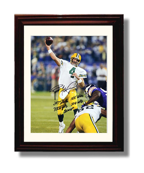Brett Favre - Green Bay Football Career Passing Leader Stats Graphic 8x10 Canvas vintage football wall art