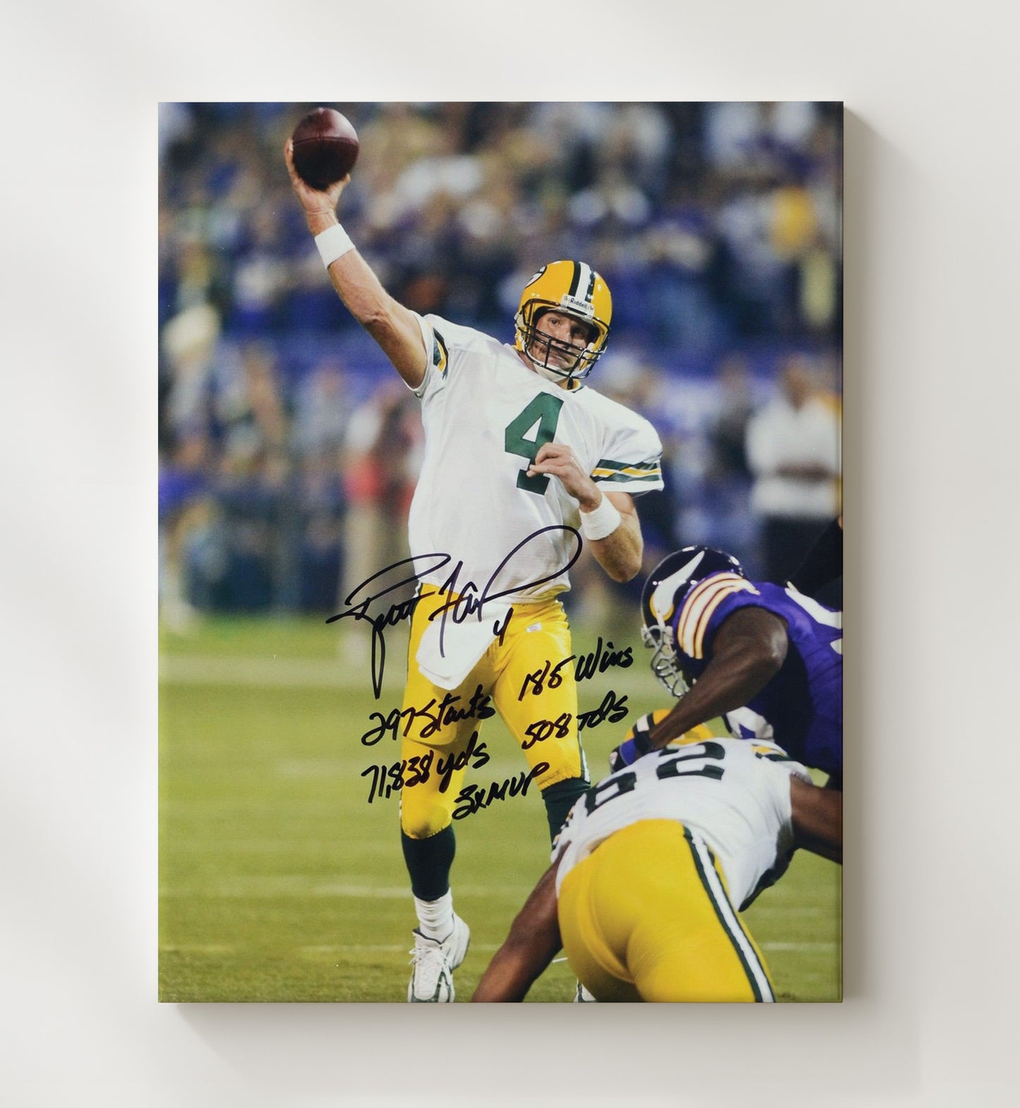 Brett Favre - Green Bay Football Career Passing Leader Stats Graphic Football Wall Art - football wall art print