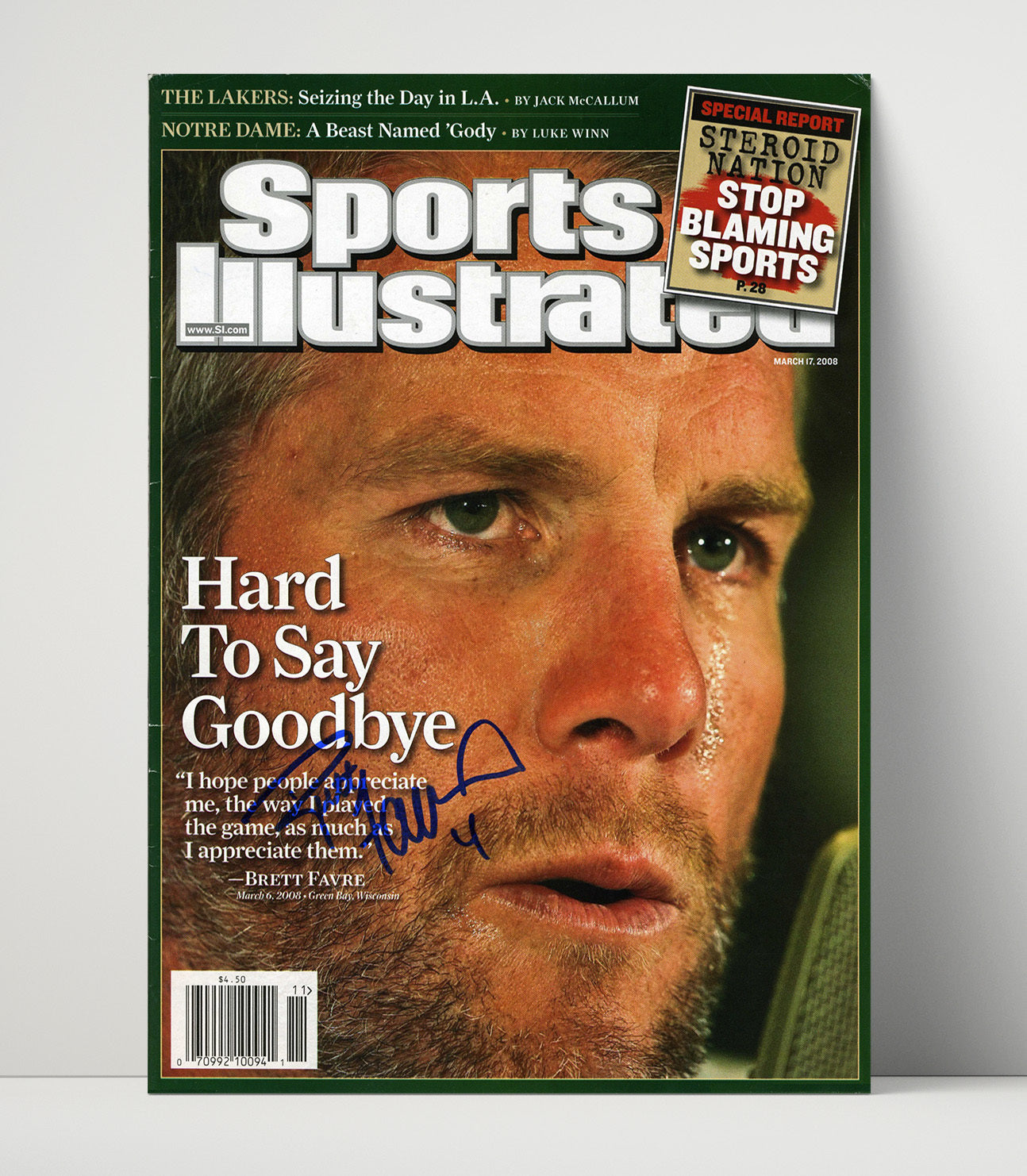 Brett Favre - Green Bay football Hard to Say Goodbye 2008 SI Cover Vintage Football Wall Art - 16x20 Unframed Print football decor