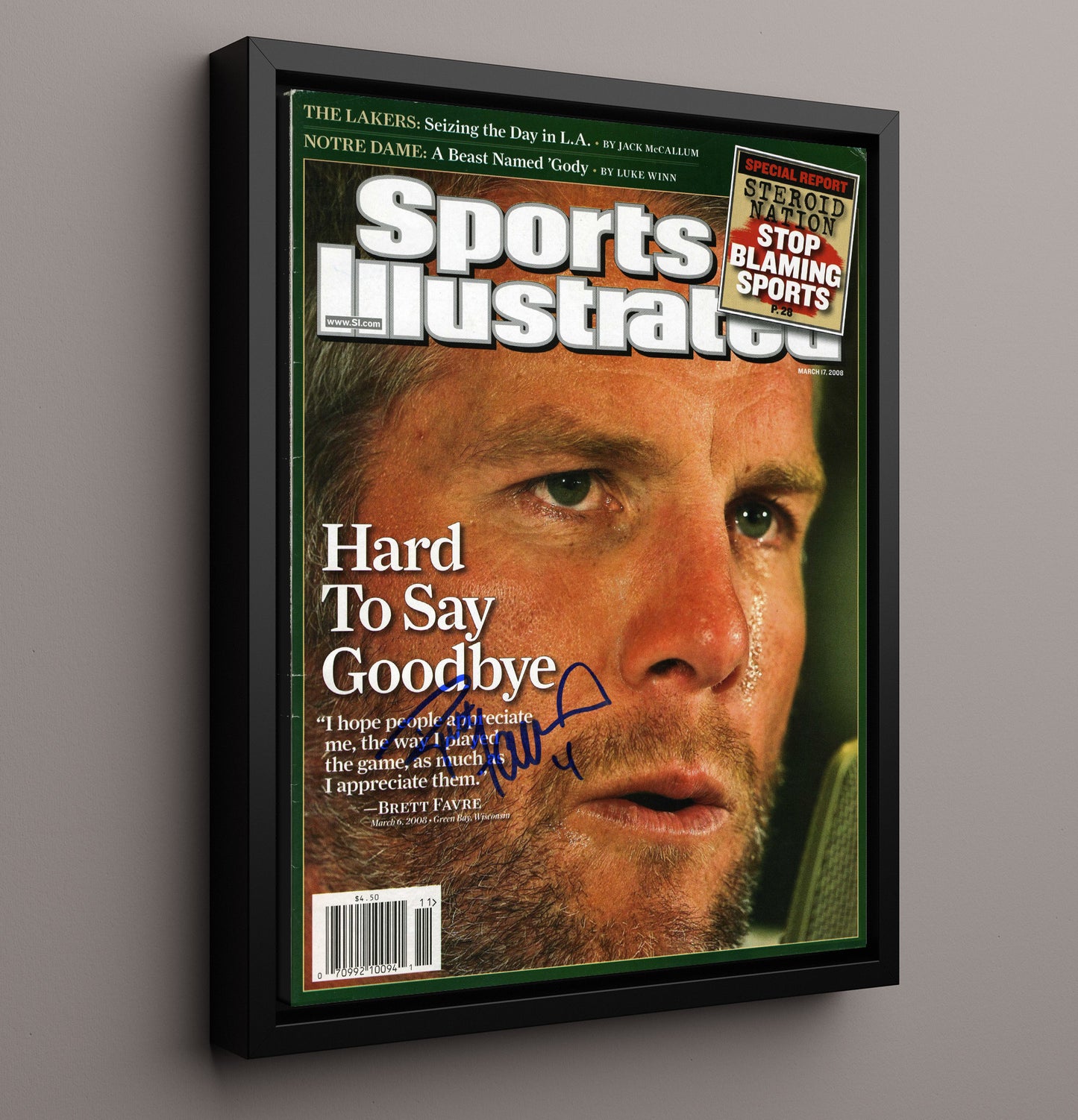 Brett Favre - Green Bay Football Hard to Say Goodbye 2008 SI Cover Football Wall Art - football wall art print