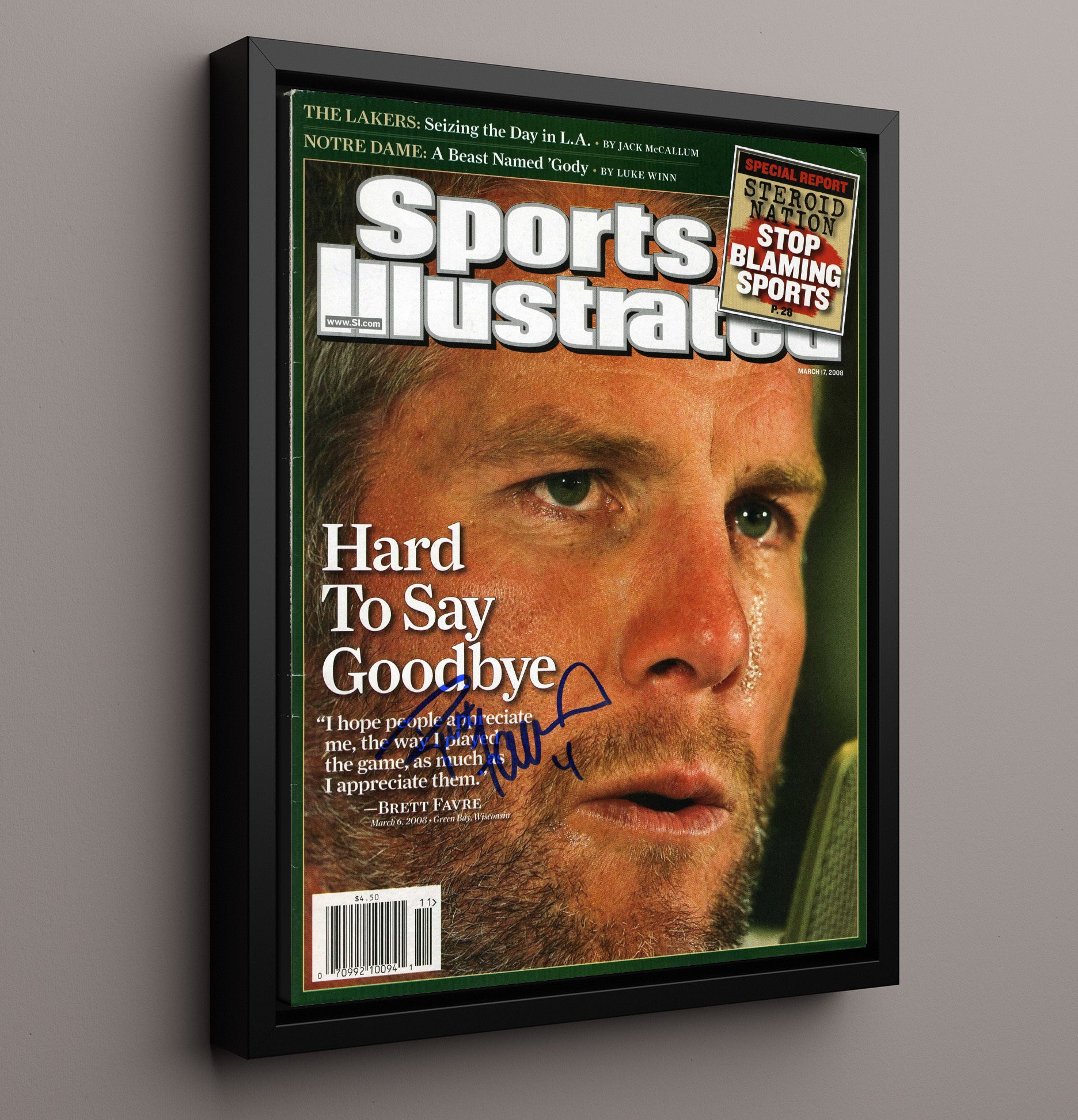Brett Favre - Green Bay Football Hard to Say Goodbye 2008 SI Cover Football Wall Art - football wall art print