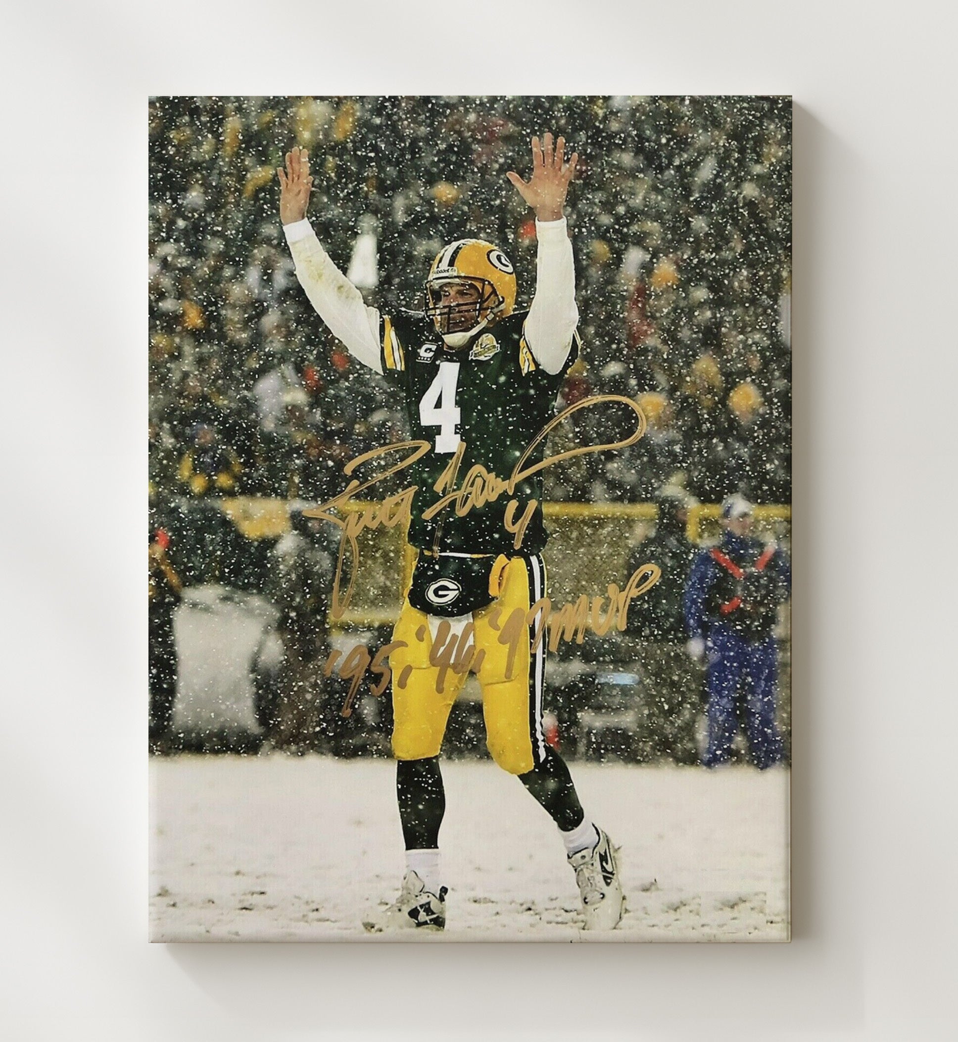Brett Favre - Green Bay Football Snow Game Celebration Lambeau Field Football Wall Art - football wall art print