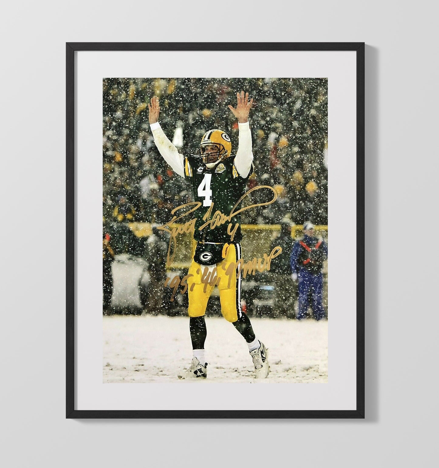 Brett Favre - Green Bay Football Snow Game Celebration Lambeau Field Football Wall Art - football wall art print