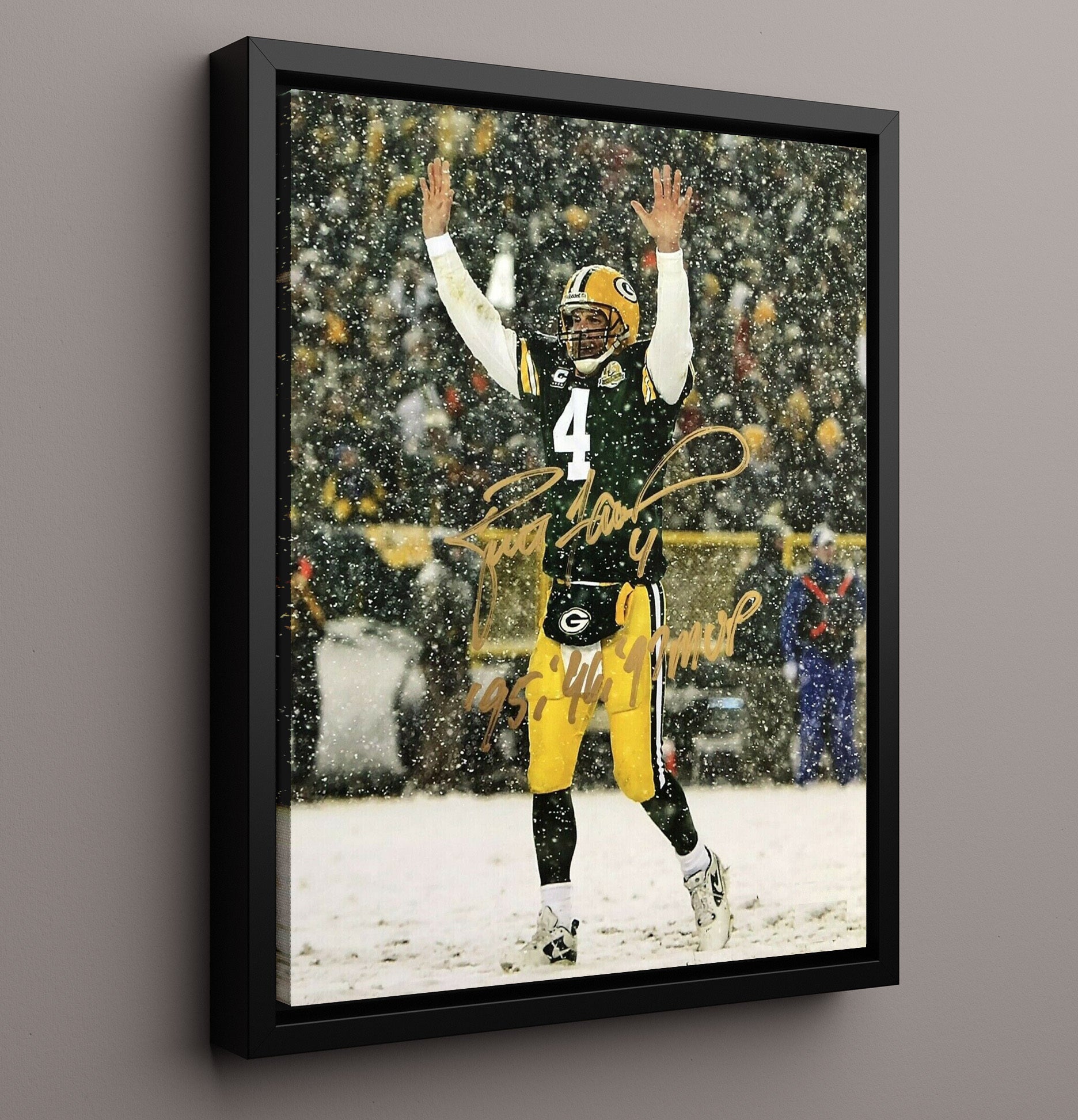 Brett Favre - Green Bay Football Snow Game Celebration Lambeau Field Football Wall Art - football wall art print