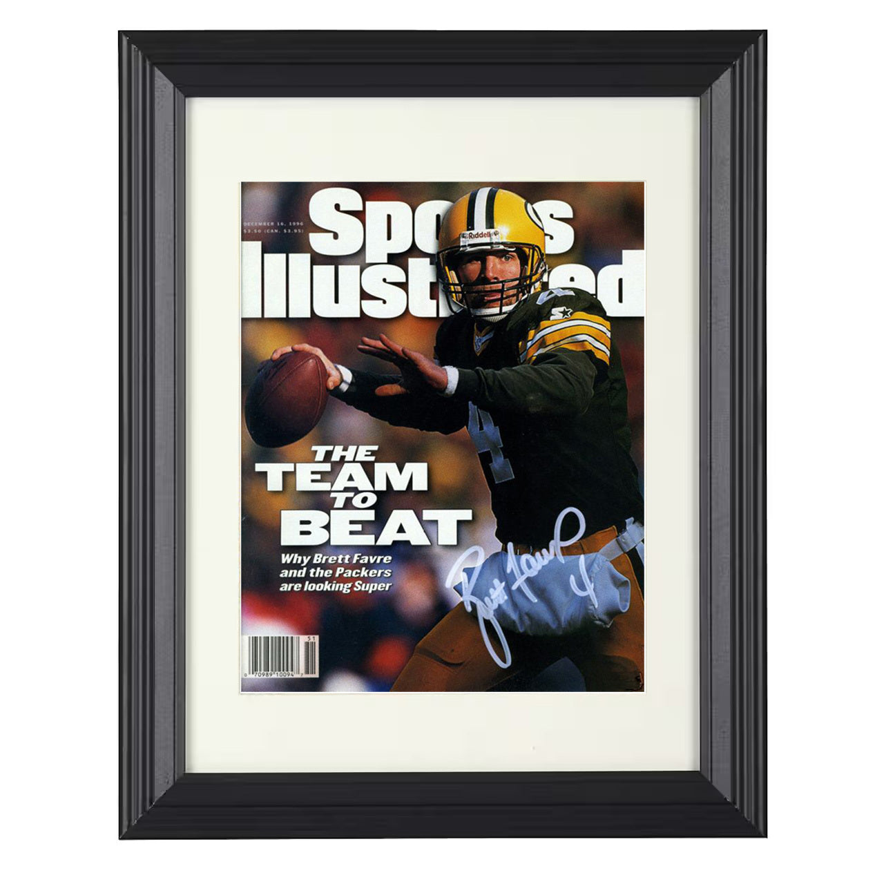 Brett Favre – Green Bay the Team to Beat 1996 SI – 8x10 black beveled framed football wall art