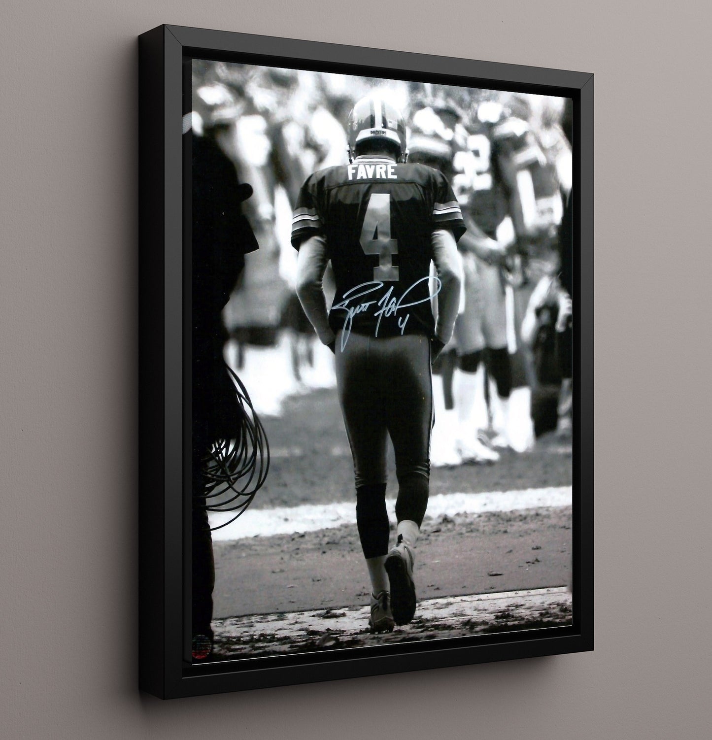 Brett Favre - Gunslinger Farewell Vintage Football Wall Art - 16x20 Framed Canvas football decor