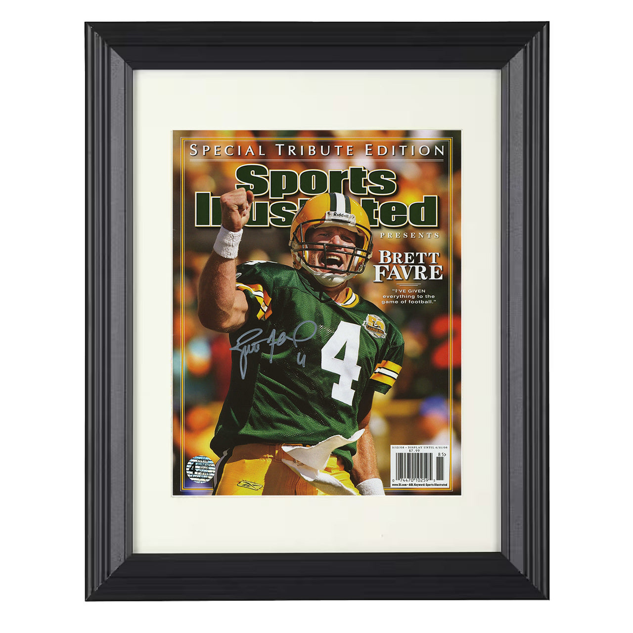 Brett Favre Tribute – Gunslinger Forever Image – 8x10 black beveled framed football wall art