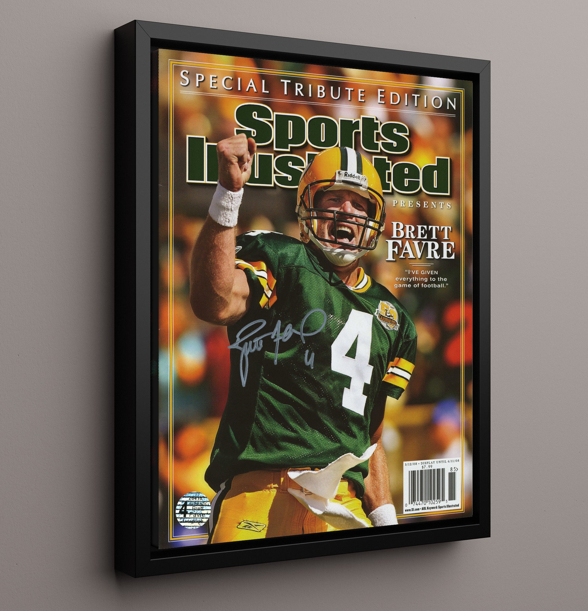 Brett Favre Tribute - Gunslinger Forever Vintage Football Wall Art - 16x20 Framed Canvas football decor
