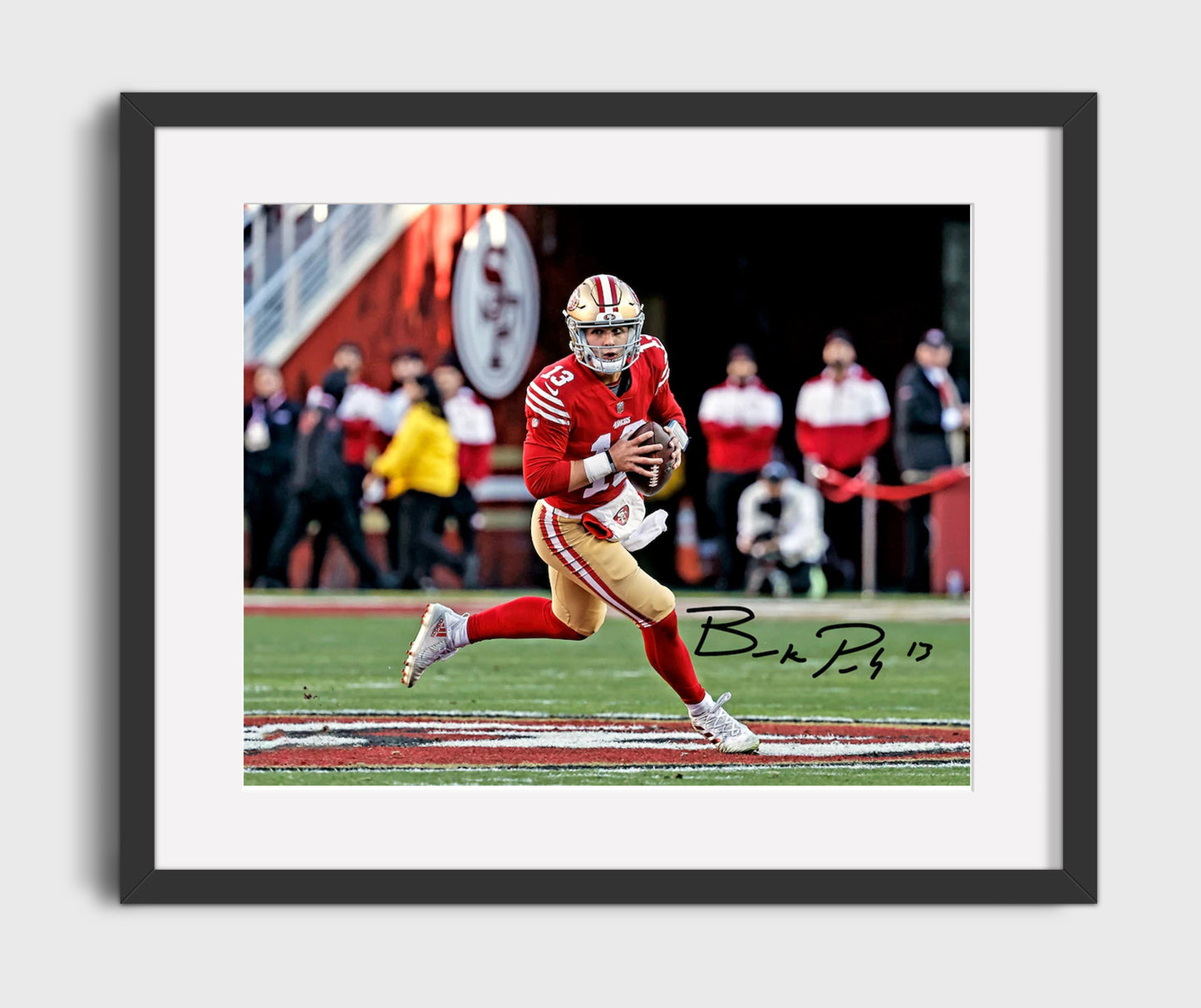 Brock Purdy - San Francisco Football Quarterback Scramble Run Football Wall Art - football wall art print