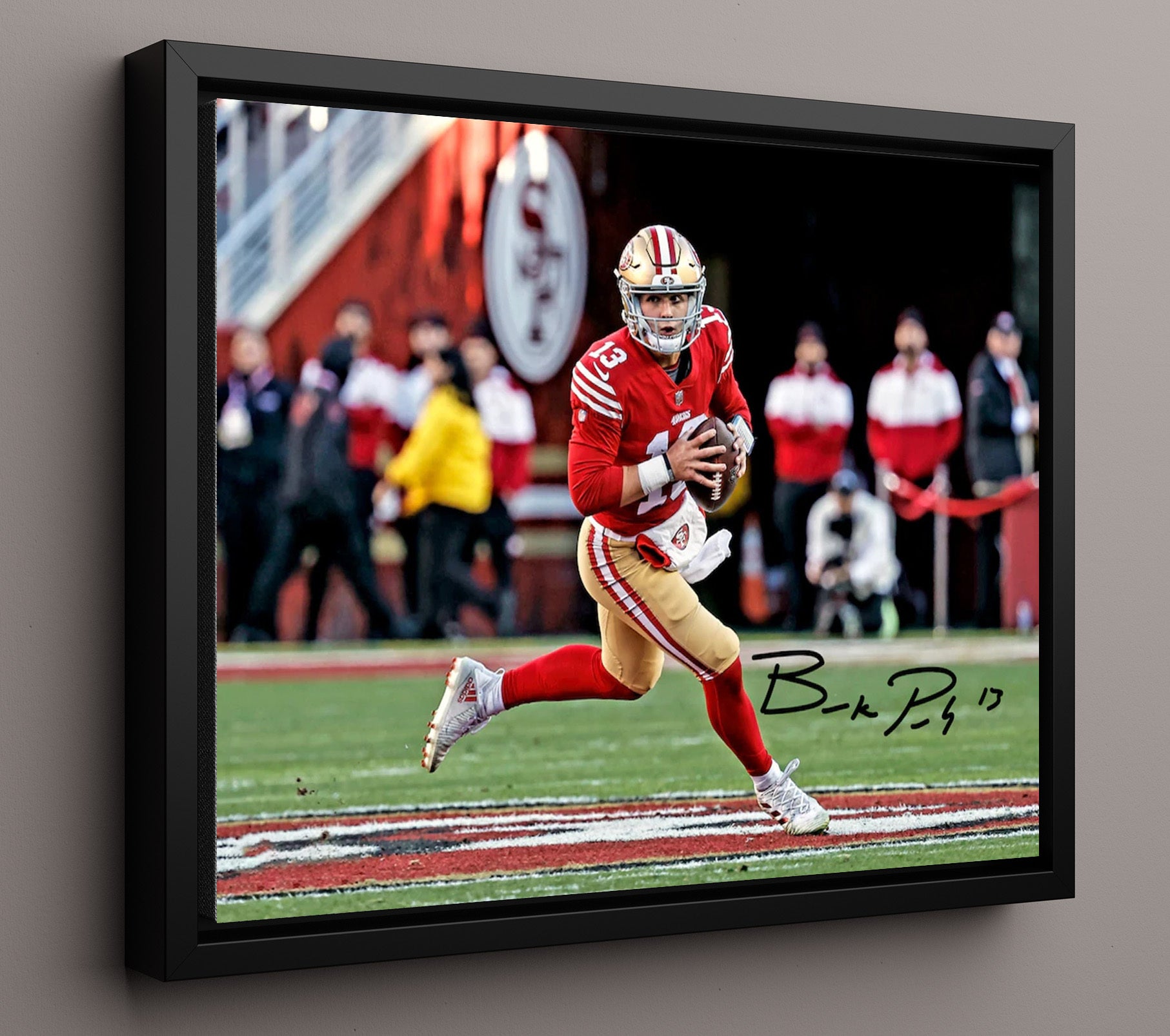 Brock Purdy - San Francisco Football Quarterback Scramble Run Football Wall Art - football wall art print