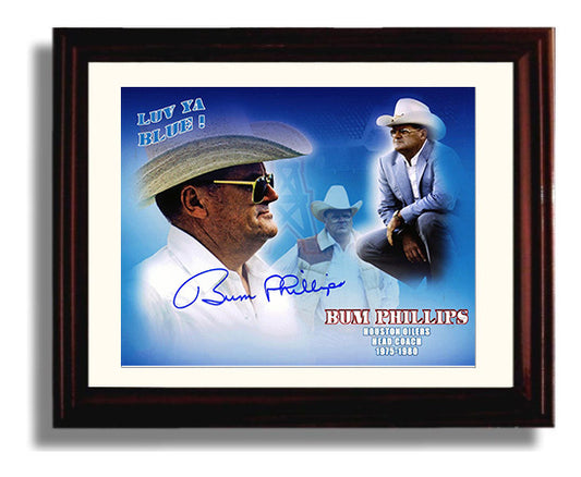 Bum Phillips - Houston Football Coach Luv Ya Blue Tribute 8x10 Canvas vintage football wall art