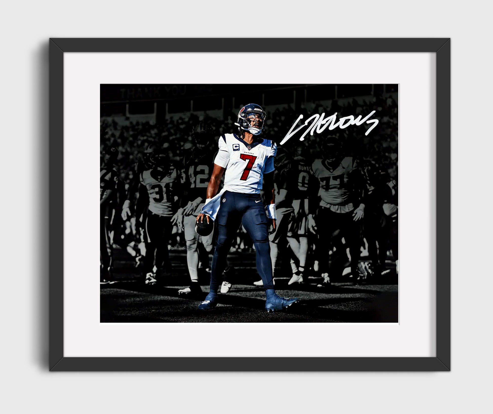 Cj Stroud - Houston Football Quarterback At Line of Scrimmage Football Wall Art - football wall art print