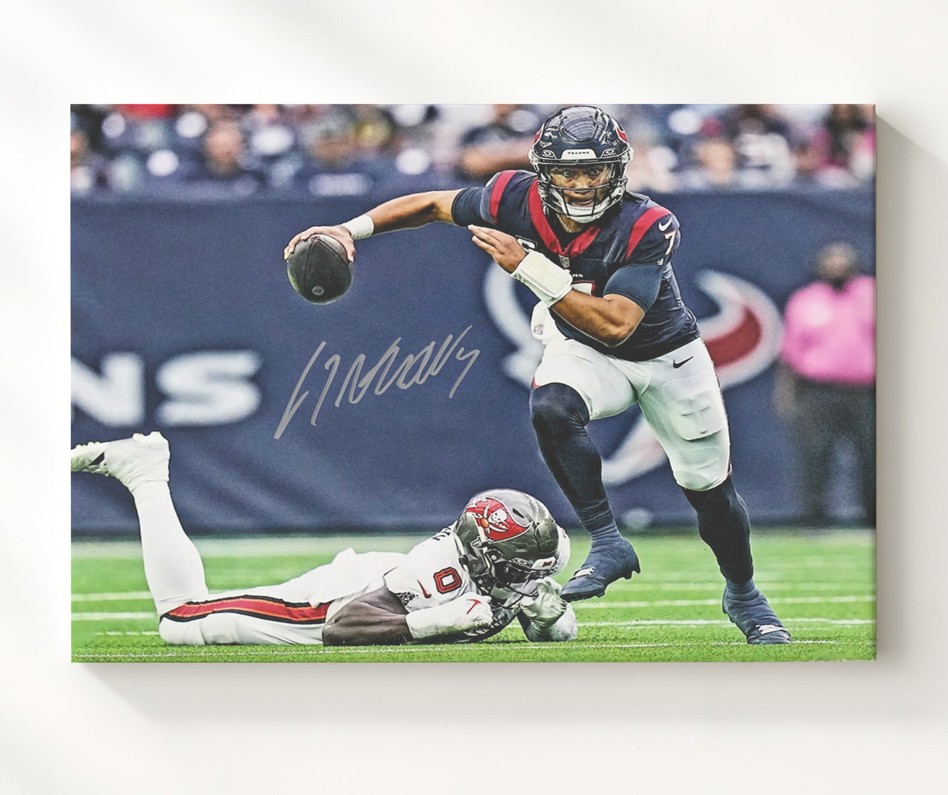 Cj Stroud - Houston Football Quarterback Pocket Escape Throw Football Wall Art - football wall art print