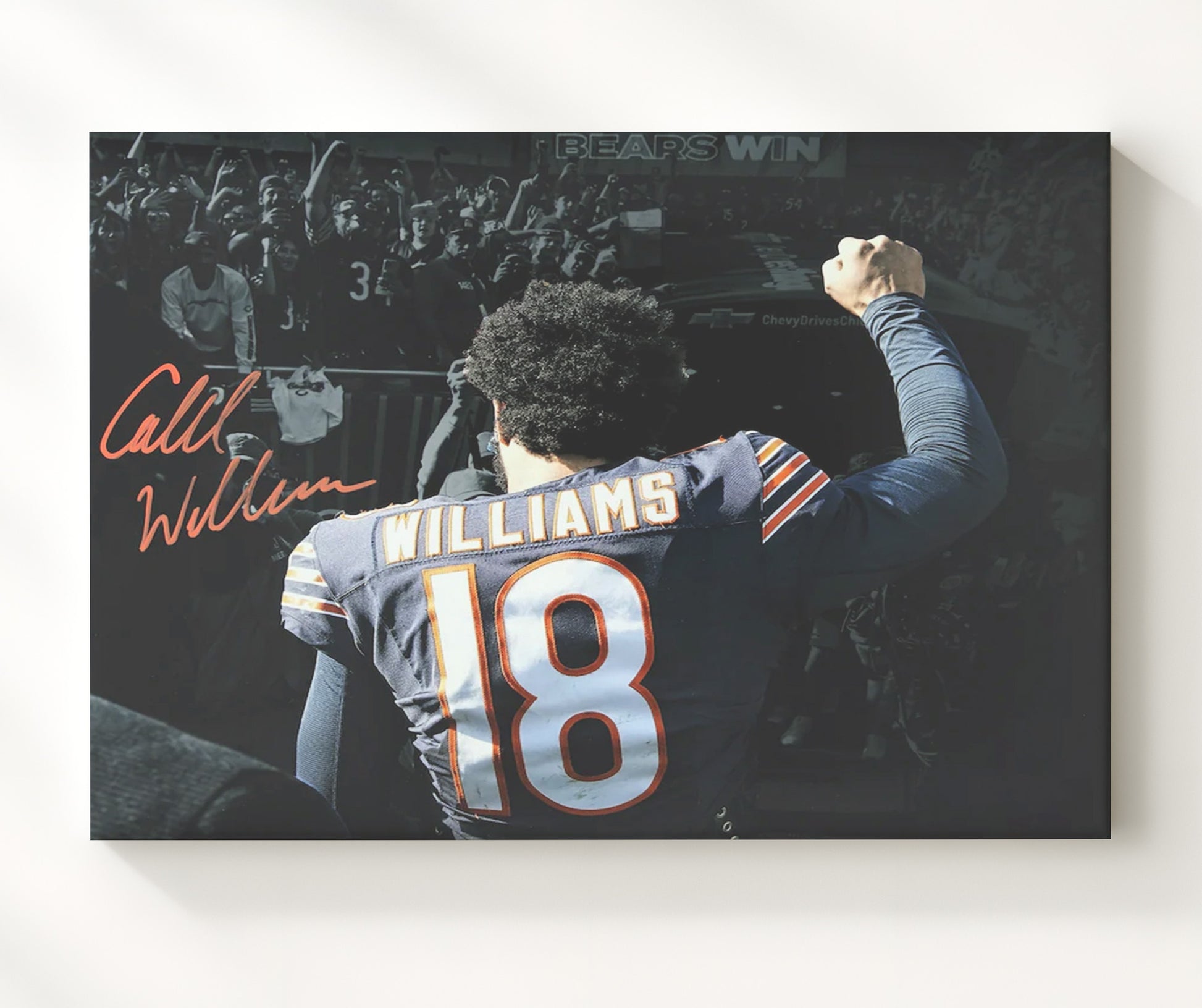 Caleb Williams Chicago Quarterback Victory Fist To Crowd Football Wall Art 16x20 Canvas Wall Art wall art print - Football decor