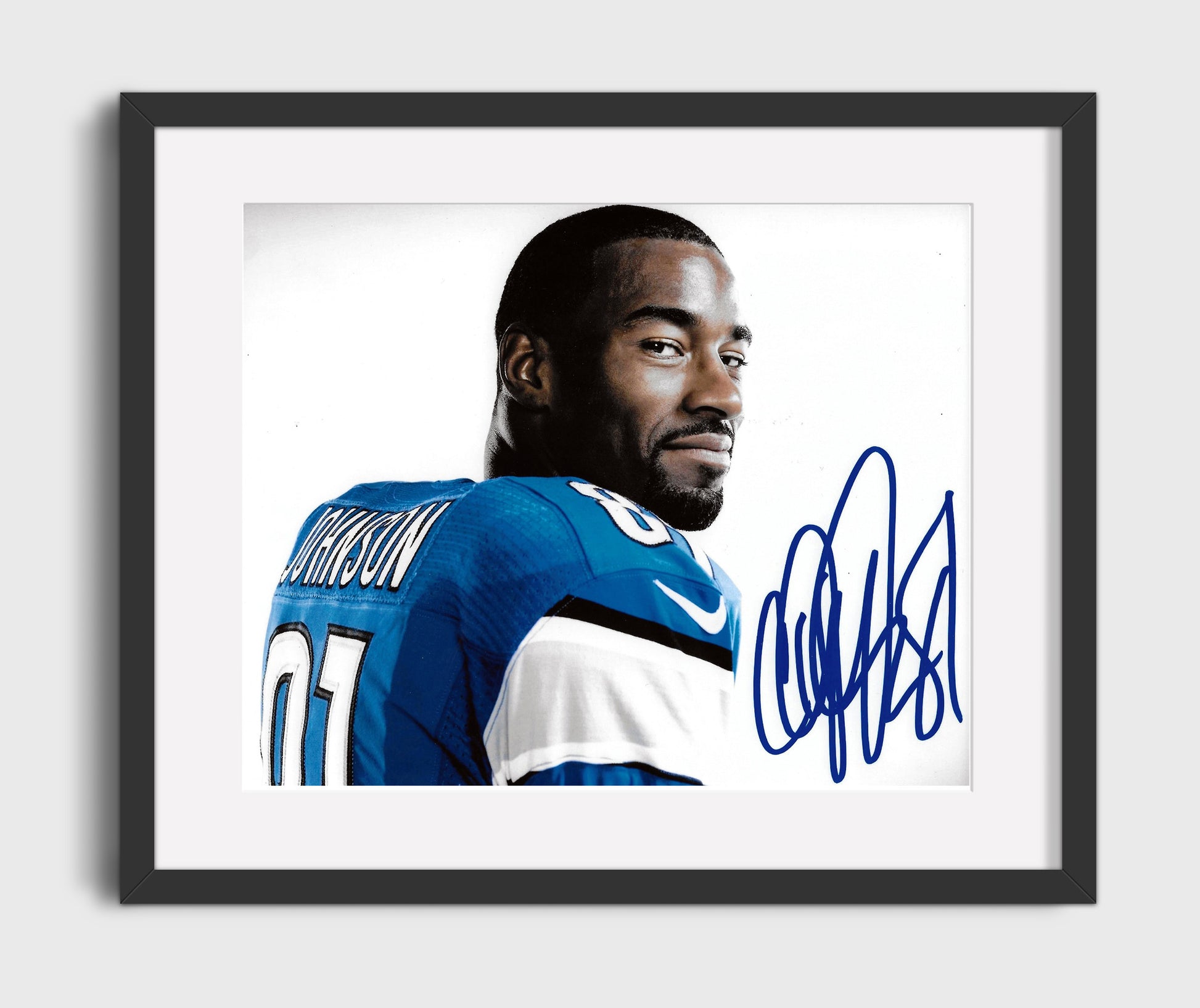 Calvin Johnson - Detroit Football Over Shoulder Portrait Football Wall Art - football wall art print