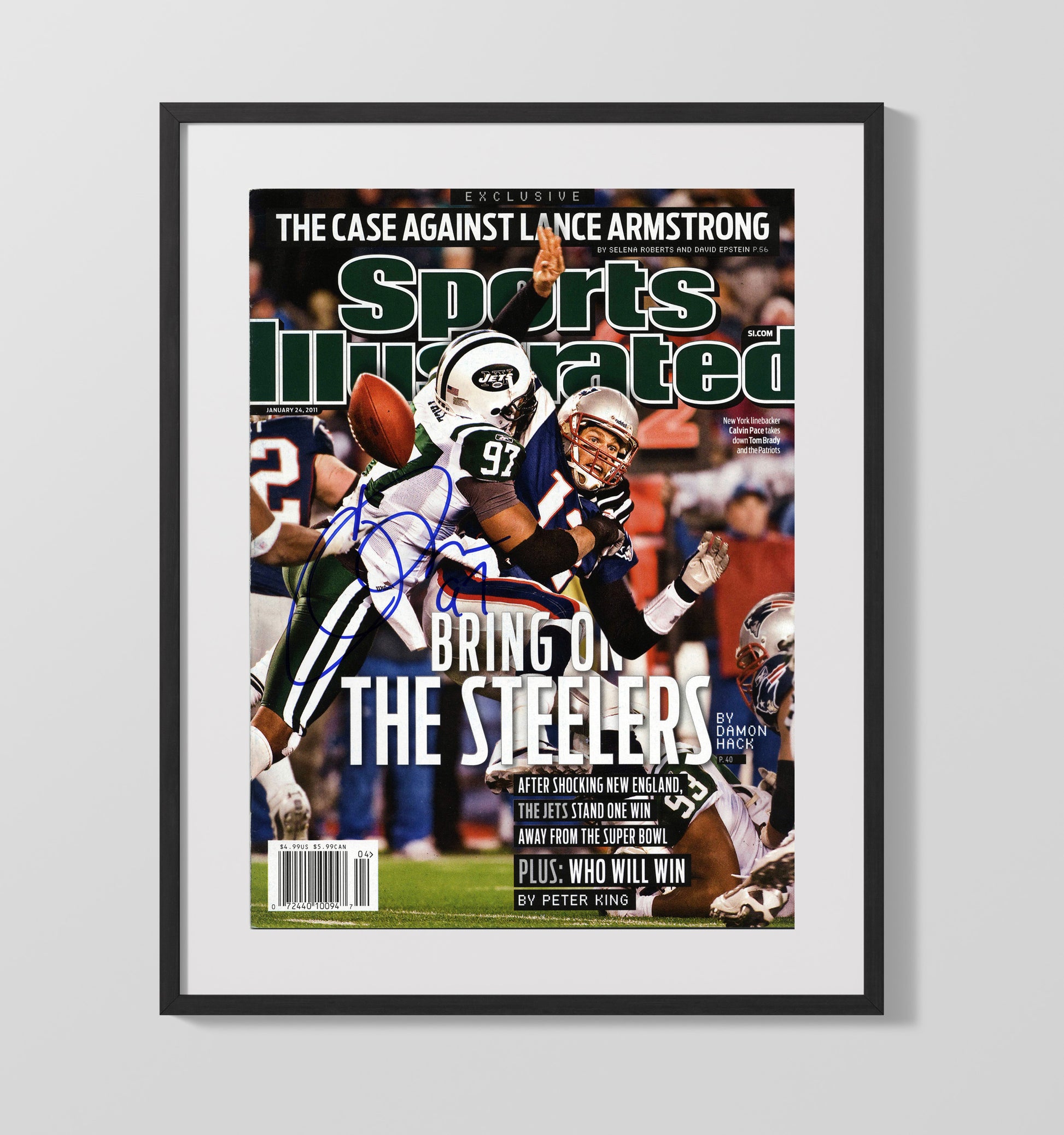 Calvin Pace - New York Football Playoff Sack vs New England 2011 SI Cover Football Wall Art - football wall art print