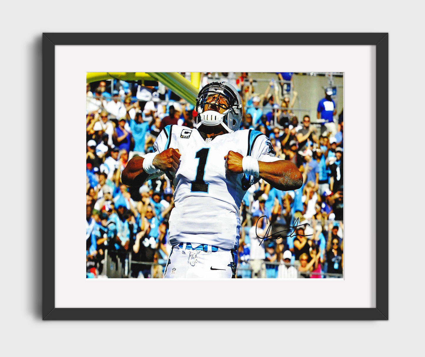 Cam Newton - Carolina Football Quarterback Celebration Flex Spotlight Football Wall Art - football wall art print