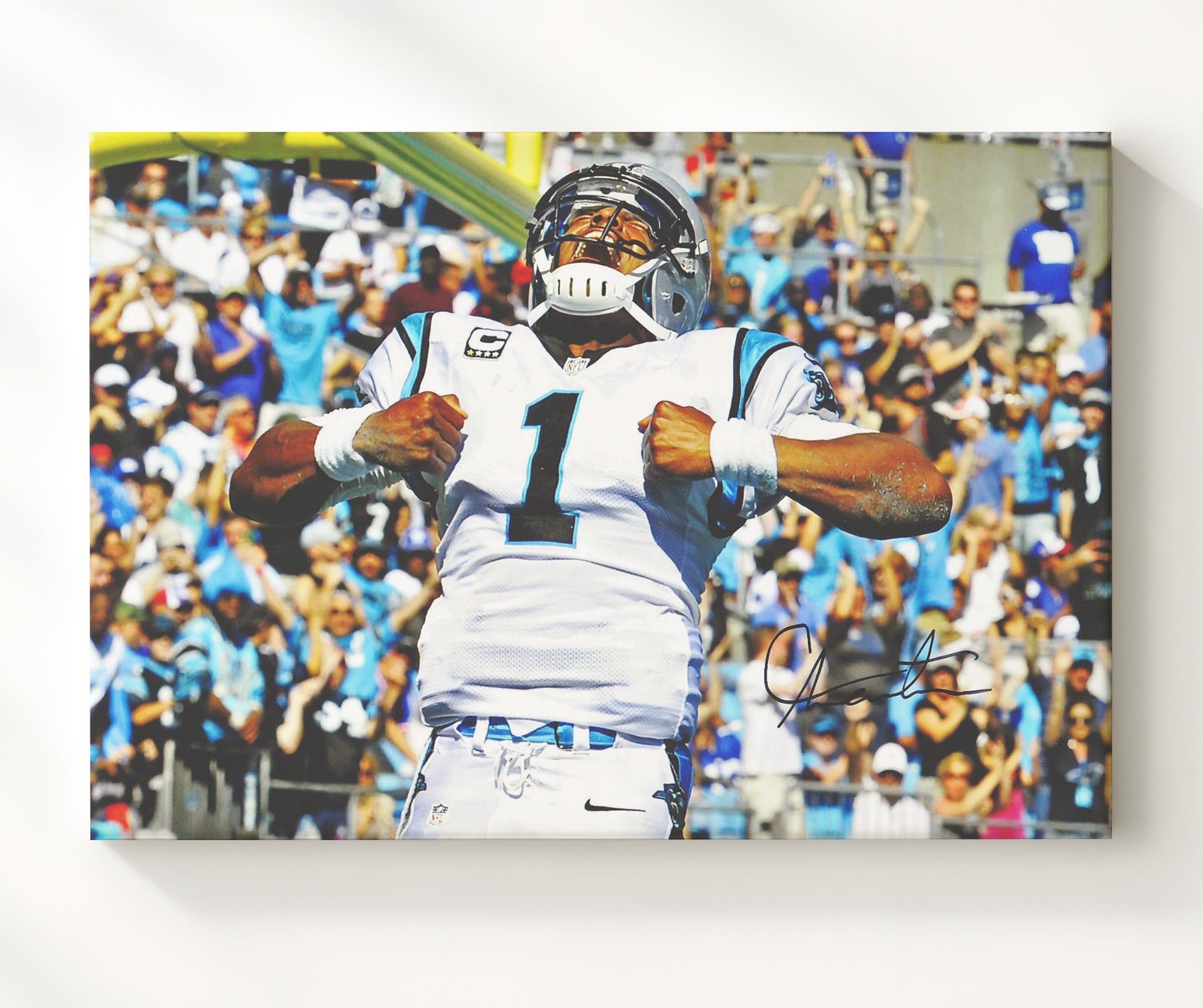 Cam Newton Carolina Quarterback Celebration Flex Spotlight Football Wall Art 16x20 Canvas Wall Art wall art print - Football decor