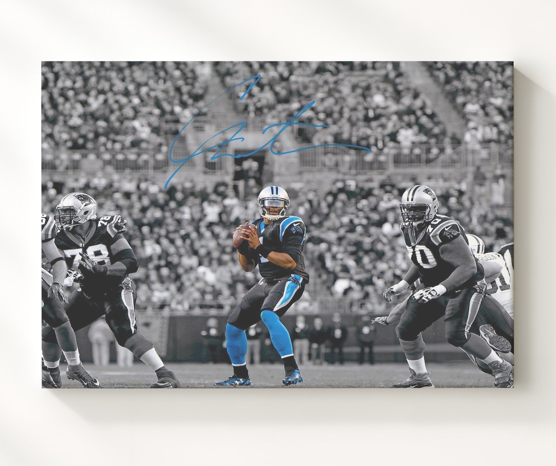 Cam Newton Carolina Quarterback Under Stadium Lights Spotlight Football Wall Art 16x20 Canvas Wall Art wall art print - Football decor