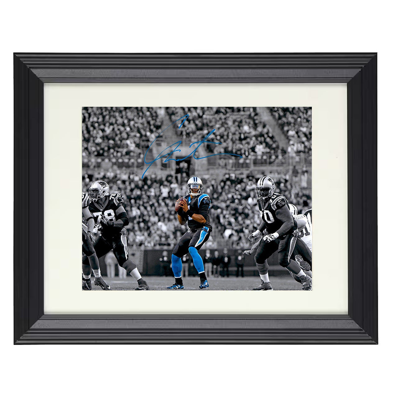 Cam Newton – Carolina QB Under Stadium Lights Spotlight – 8x10 black beveled framed football wall art