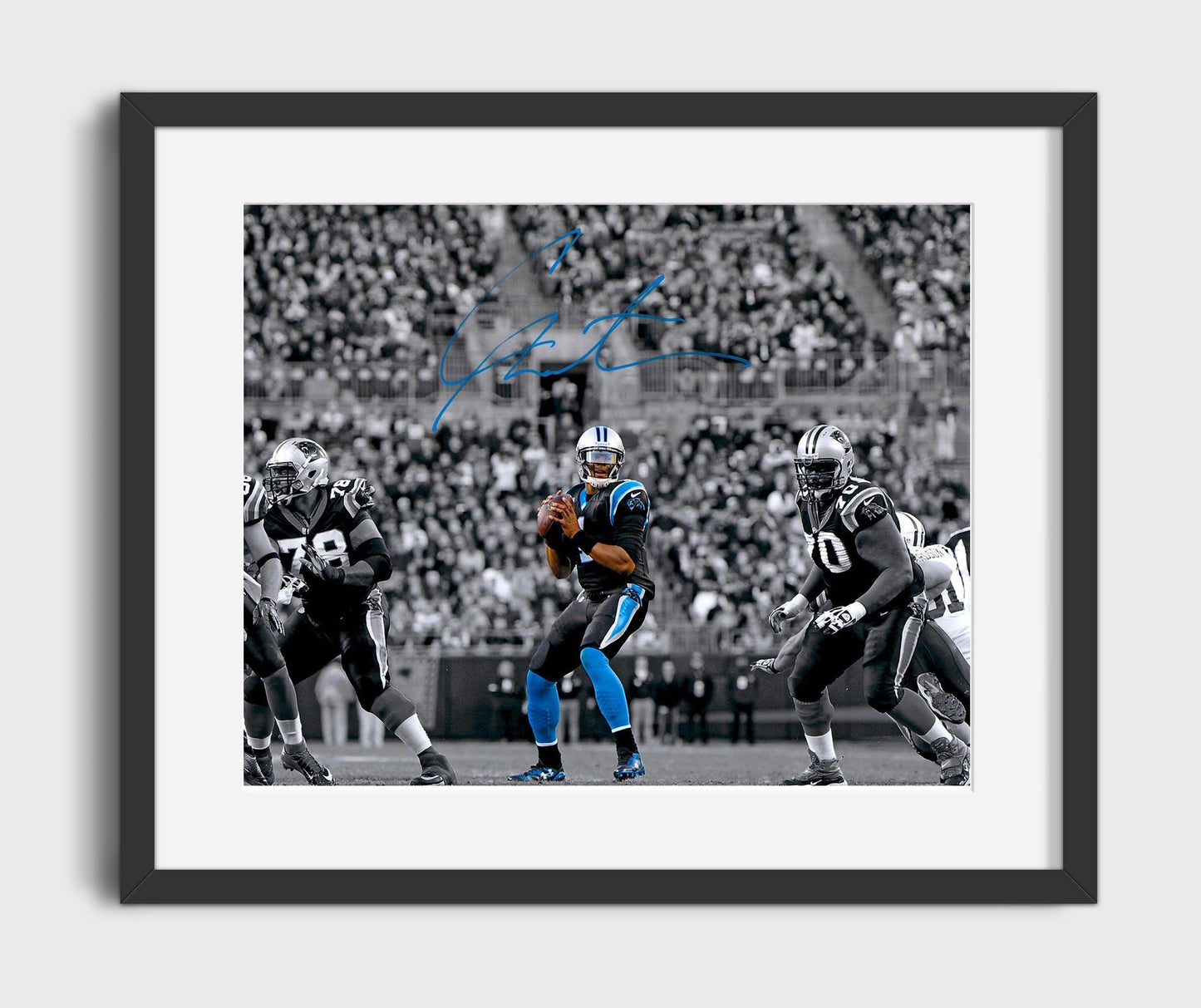 Cam Newton - Carolina Football Quarterback Under Stadium Lights Spotlight Football Wall Art - football wall art print