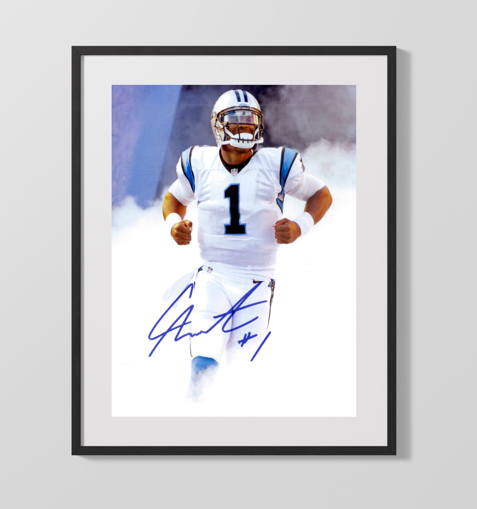 Cam Newton - Carolina football Superman Entrance Celebration Vintage Football Wall Art - 16x20 Gallery Frame football decor