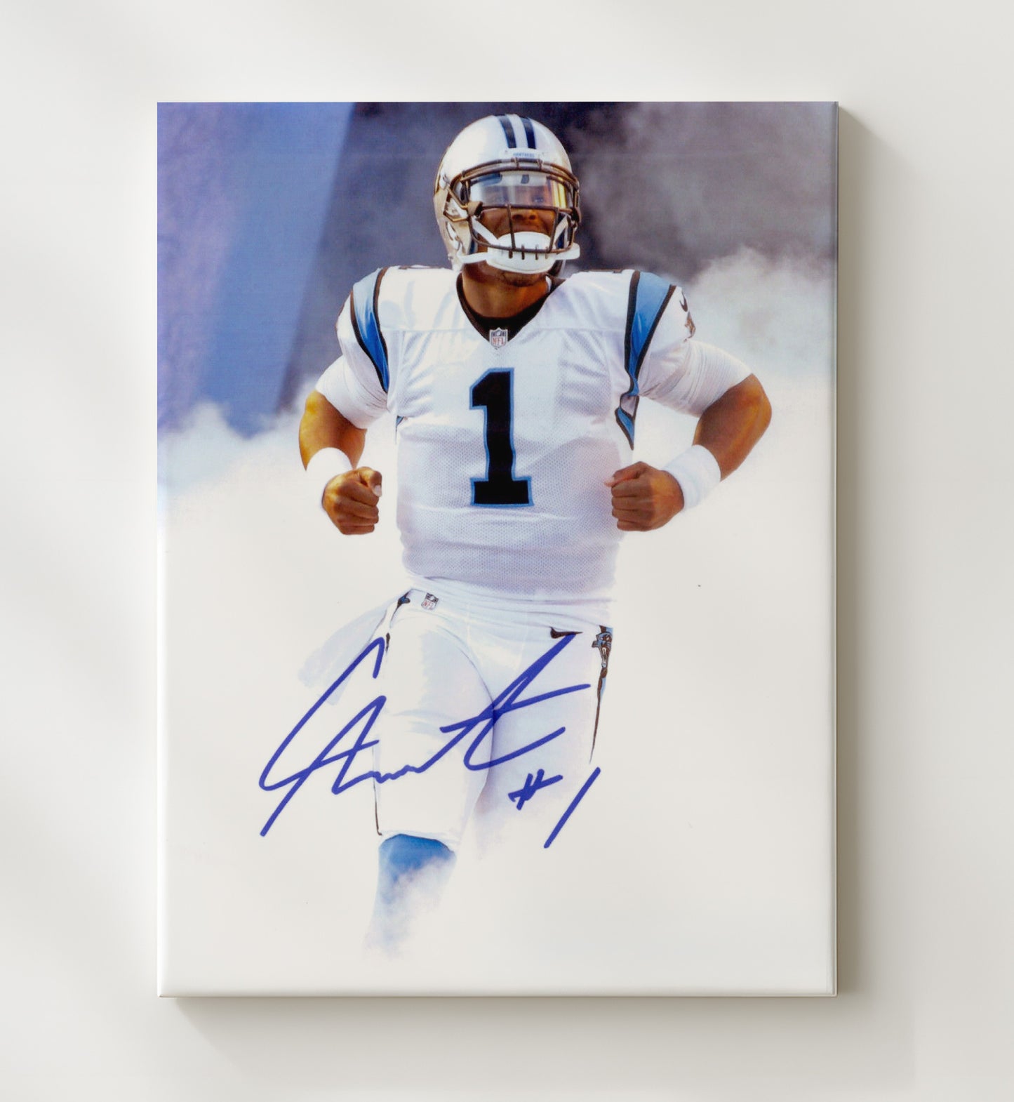 Cam Newton - Carolina football Superman Entrance Celebration Vintage Football Wall Art - 20x24 Canvas football decor