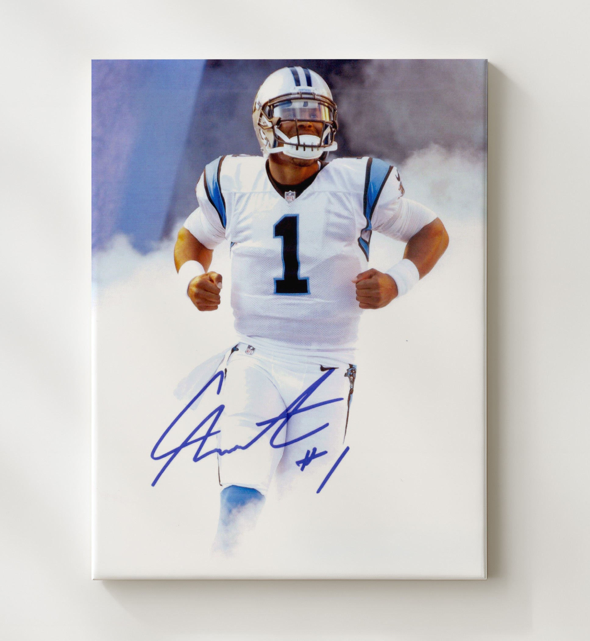 Cam Newton - Carolina football Superman Entrance Celebration Vintage Football Wall Art - 20x24 Canvas football decor
