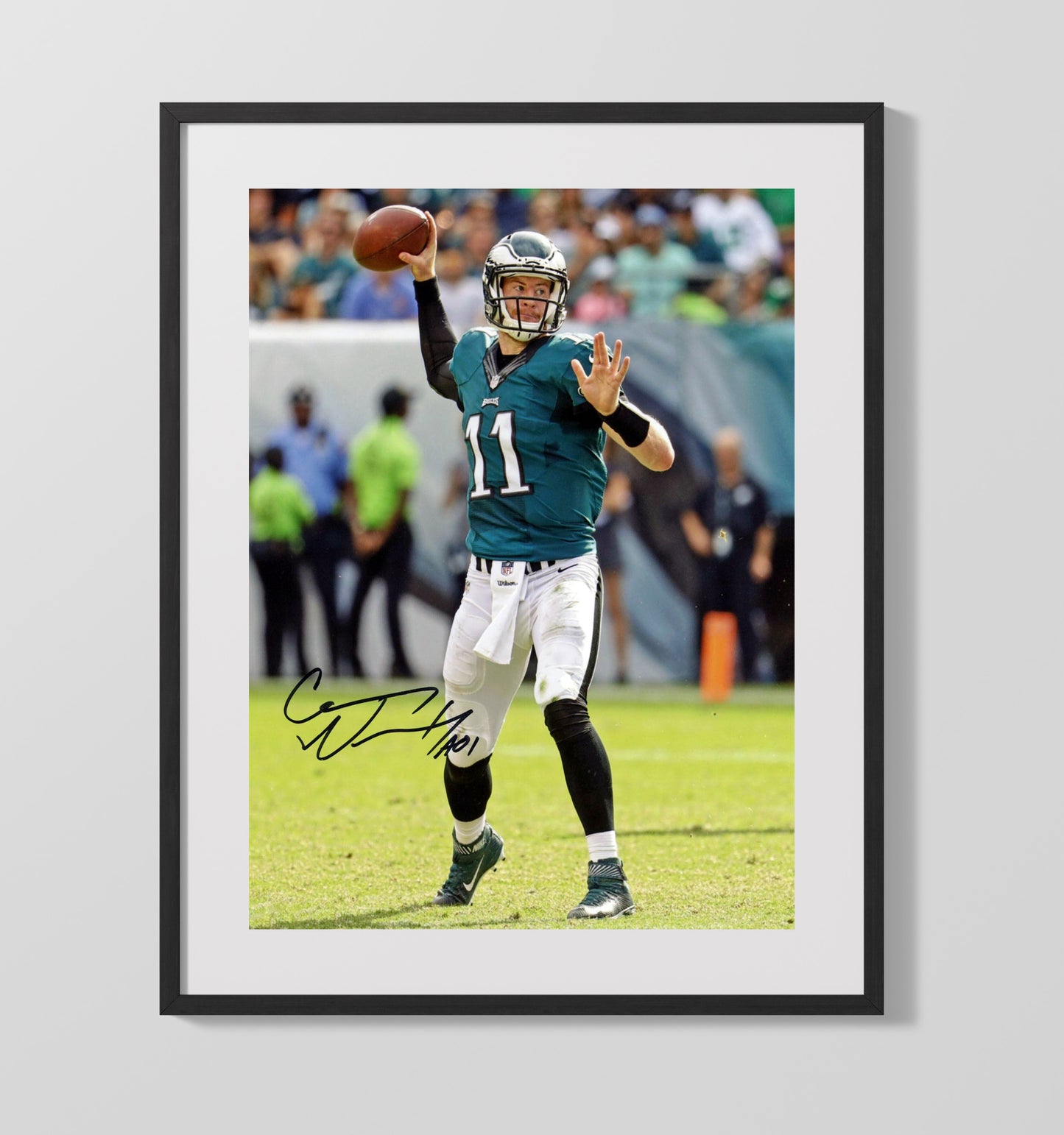 Carson Wentz - Philadelphia Football Quarterback Passing Action Football Wall Art - football wall art print