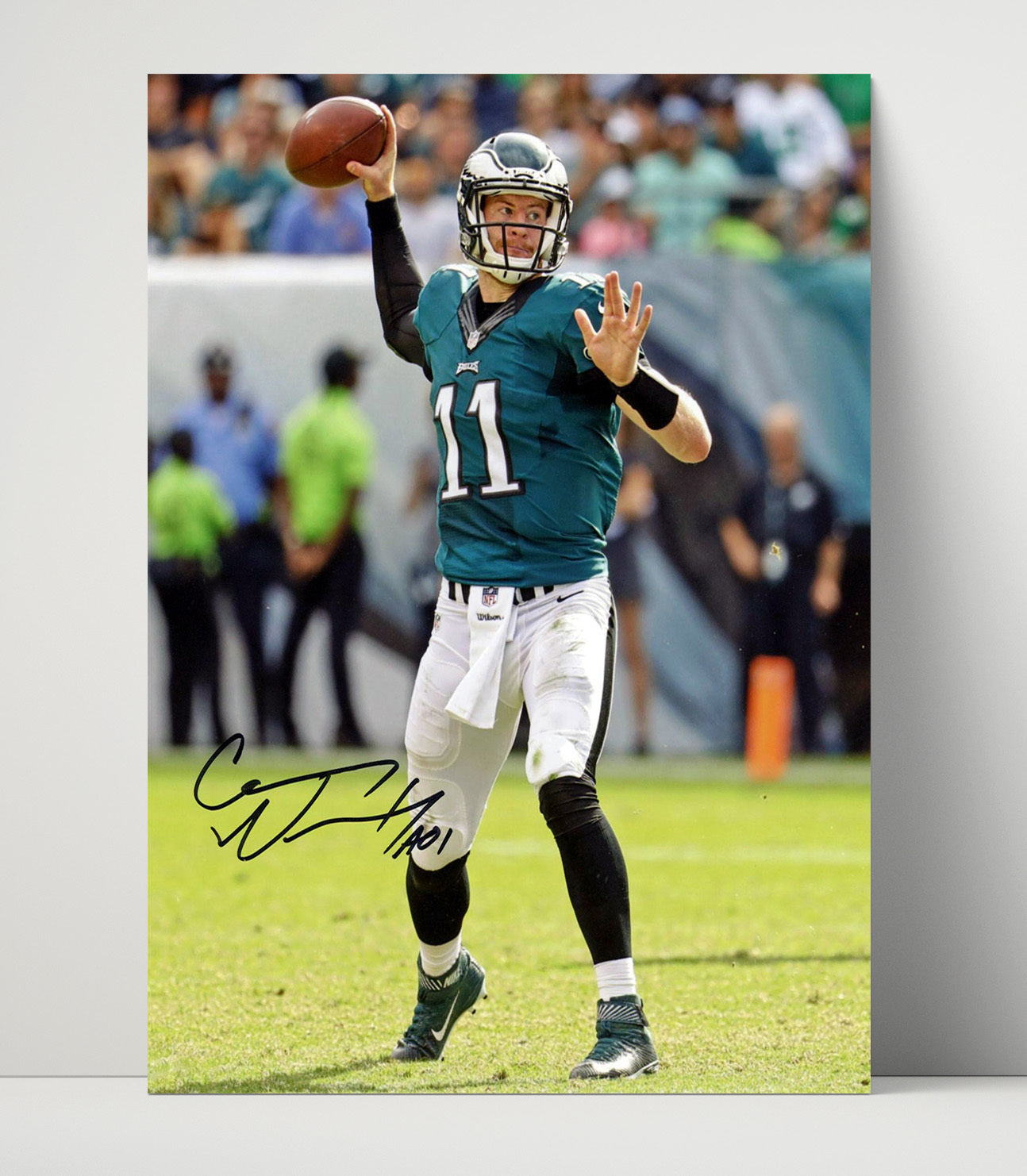 Carson Wentz - Philadelphia Football Quarterback Passing Action Football Wall Art - football wall art print
