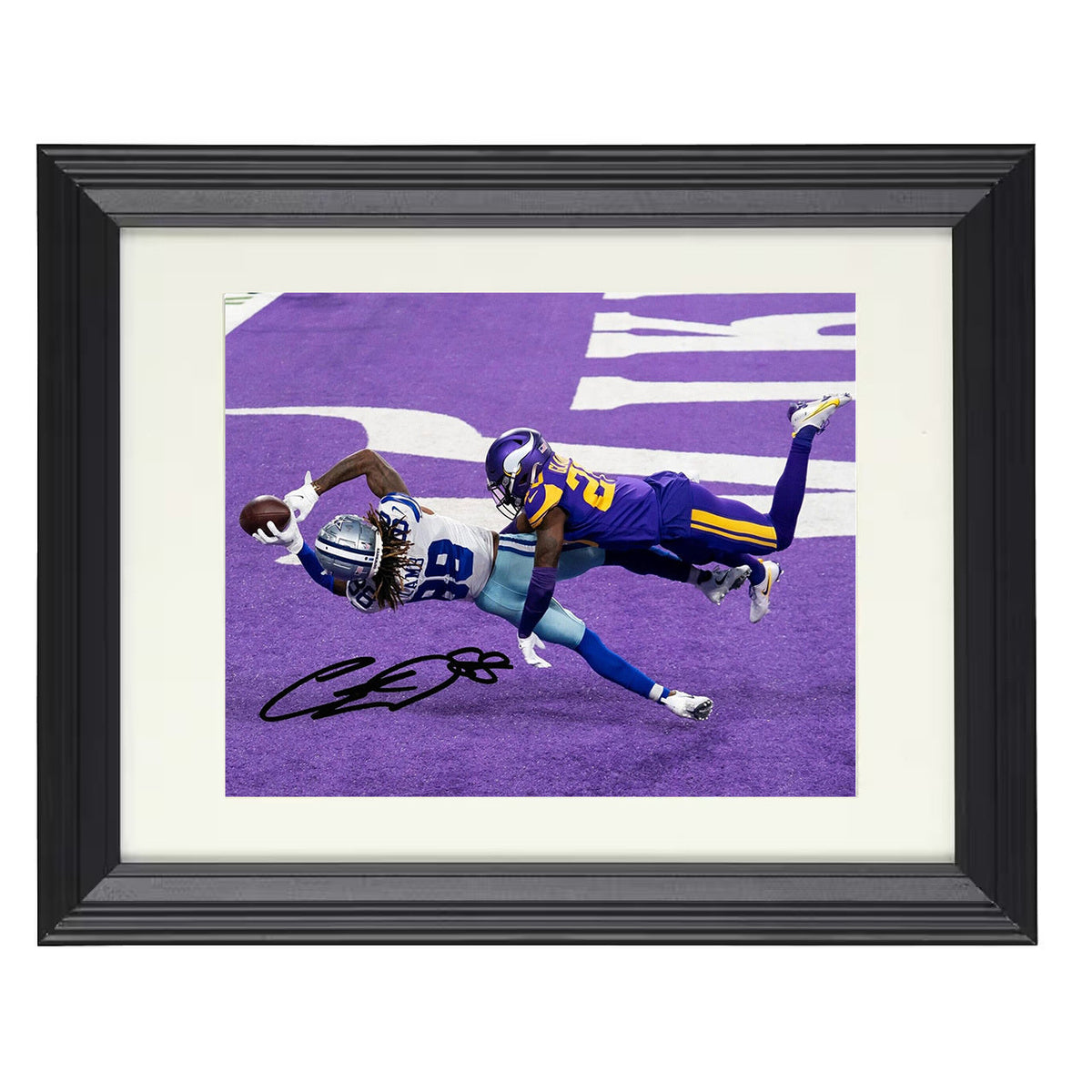 CeeDee Lamb - Dallas Football Receiver Diving End Zone Catch 8x10 Beveled Frame vintage football wall art