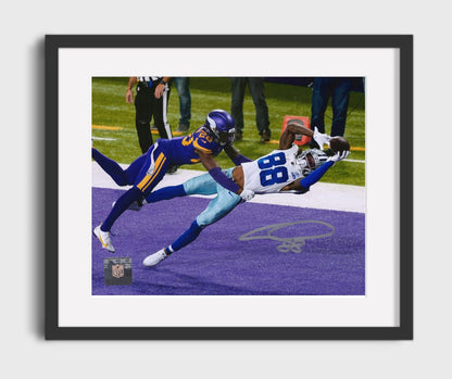 CeeDee Lamb - Dallas Football Receiver Diving End Zone Catch - Vintage Football Wall Art - Football Framed Print