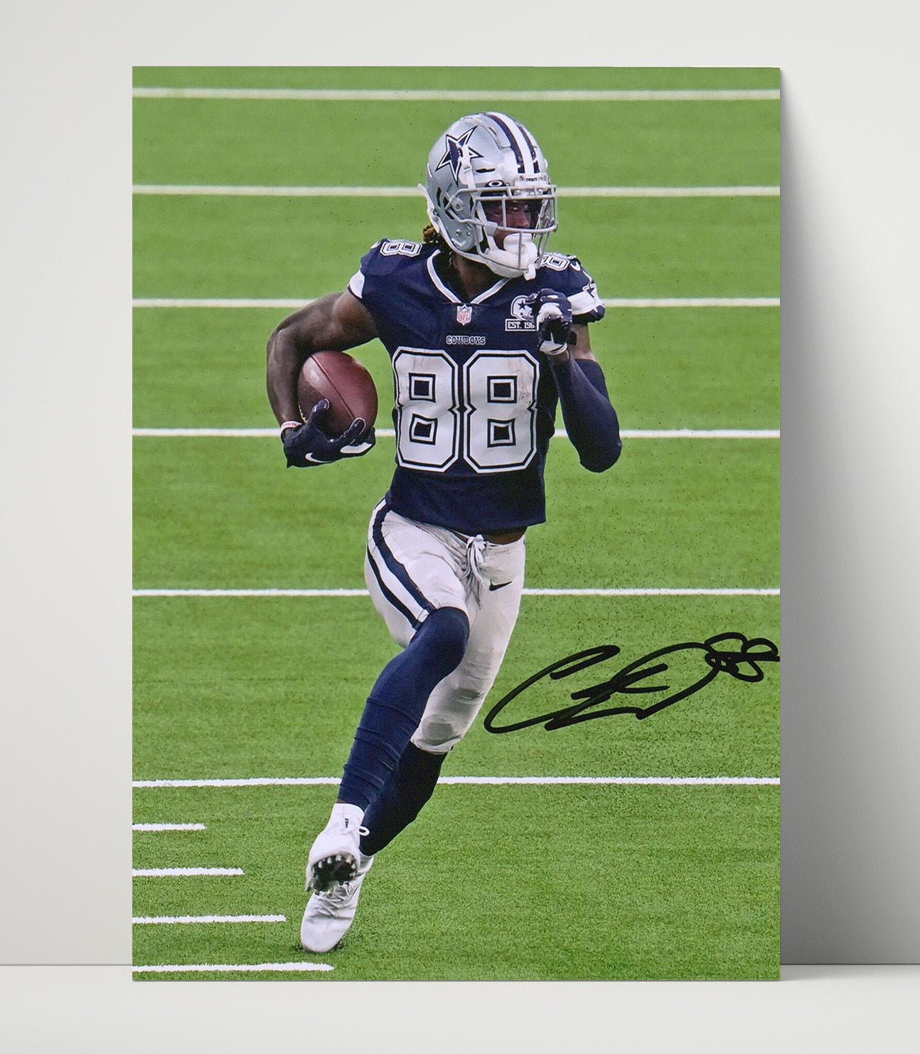 Ceedee Lamb - Dallas Football Receiver Running Ball Carry Football Wall Art - football wall art print