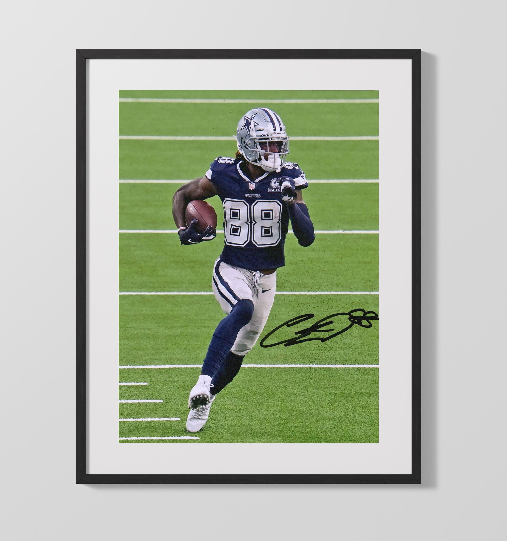 Ceedee Lamb - Dallas Football Receiver Running Ball Carry Football Wall Art - football wall art print