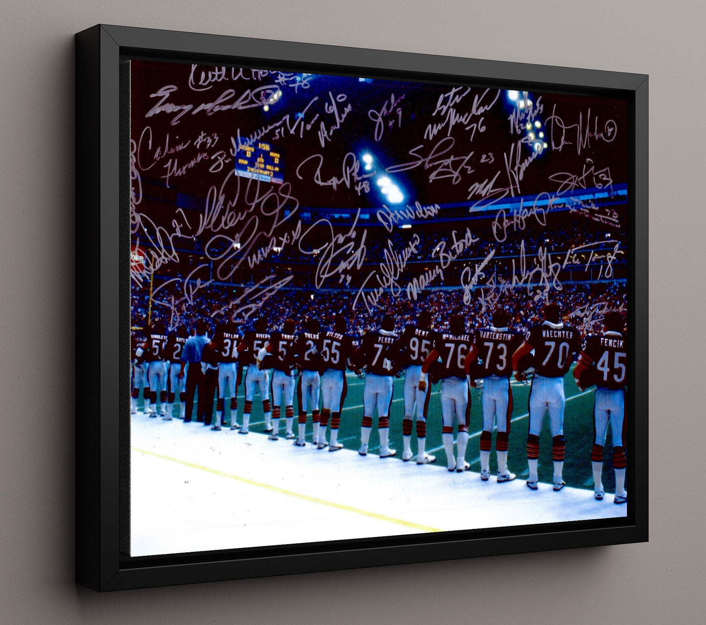 Chicago Team 1985 Defense Sideline Lineup Football Wall Art 16x20 Floating Canvas Display wall art print - Football decor
