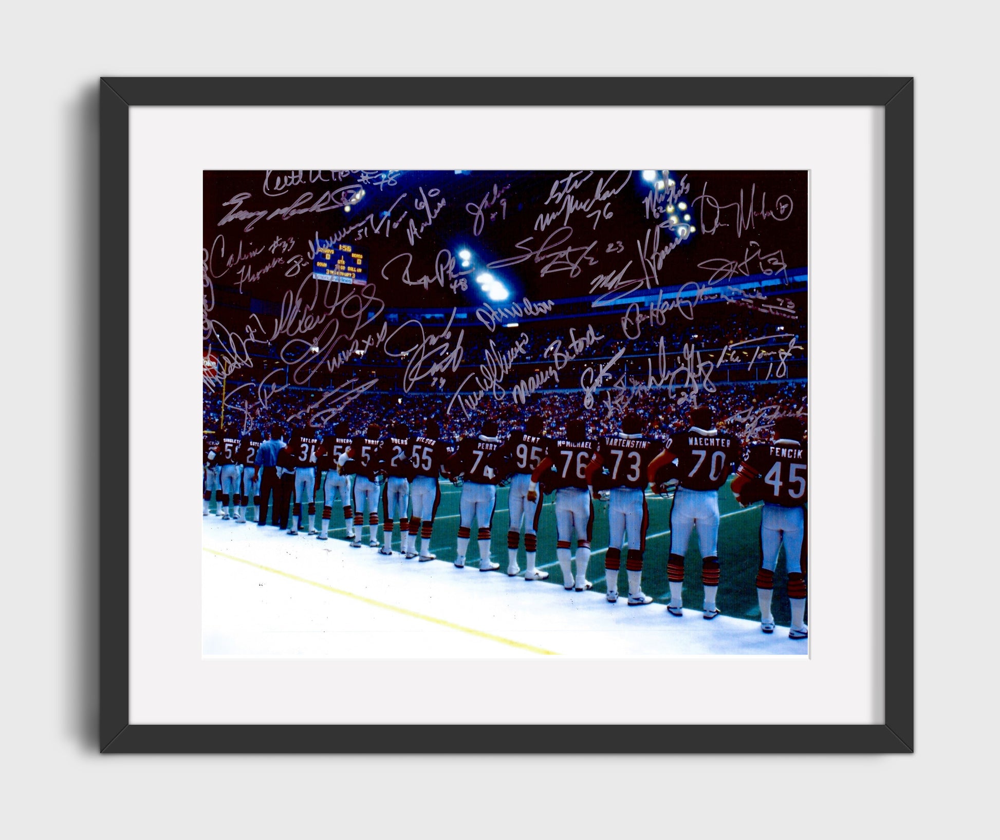 Chicago Team 1985 Defense Sideline Lineup Football Wall Art 16x20 Gallery Framed Artwork wall art print - Football decor