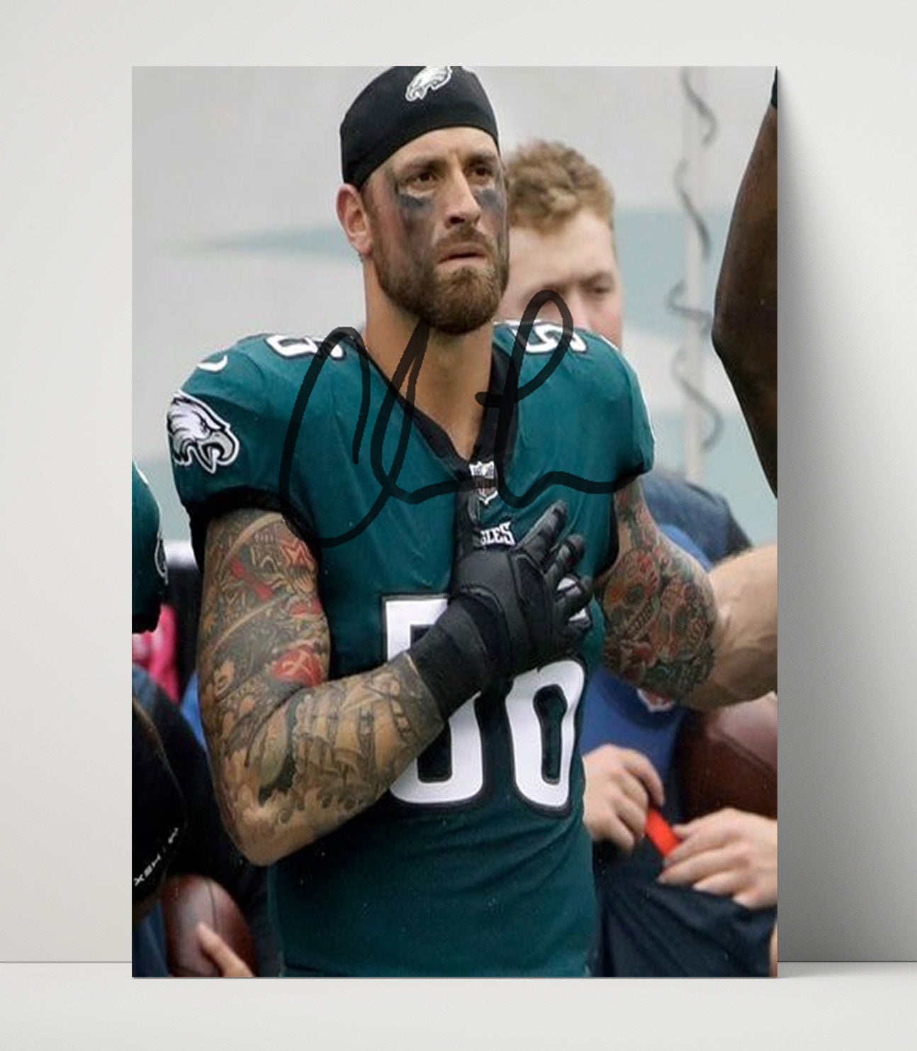 Chris Long - Philadelphia Football National Anthem Hand Over Heart Football Wall Art - football wall art print