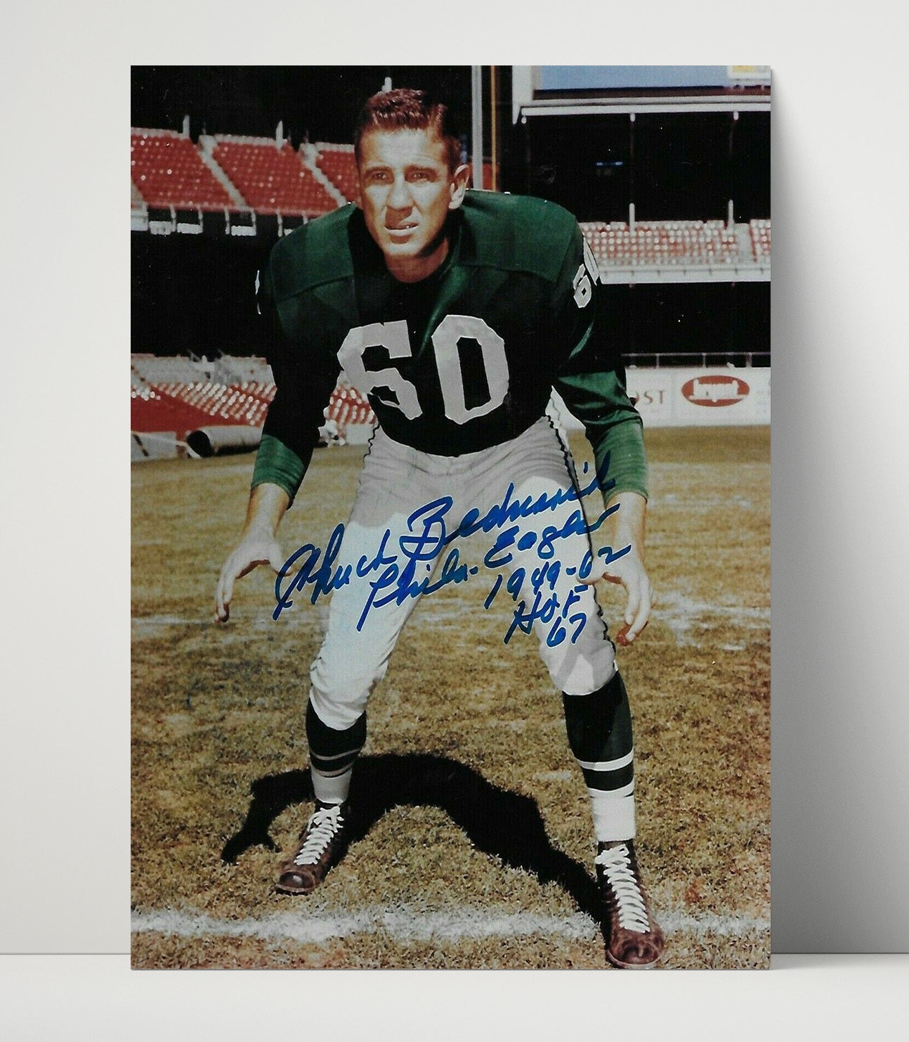 Chuck Bednarik - Philadelphia Football Hall of Fame Linebacker Classic Pose Football Wall Art - football wall art print