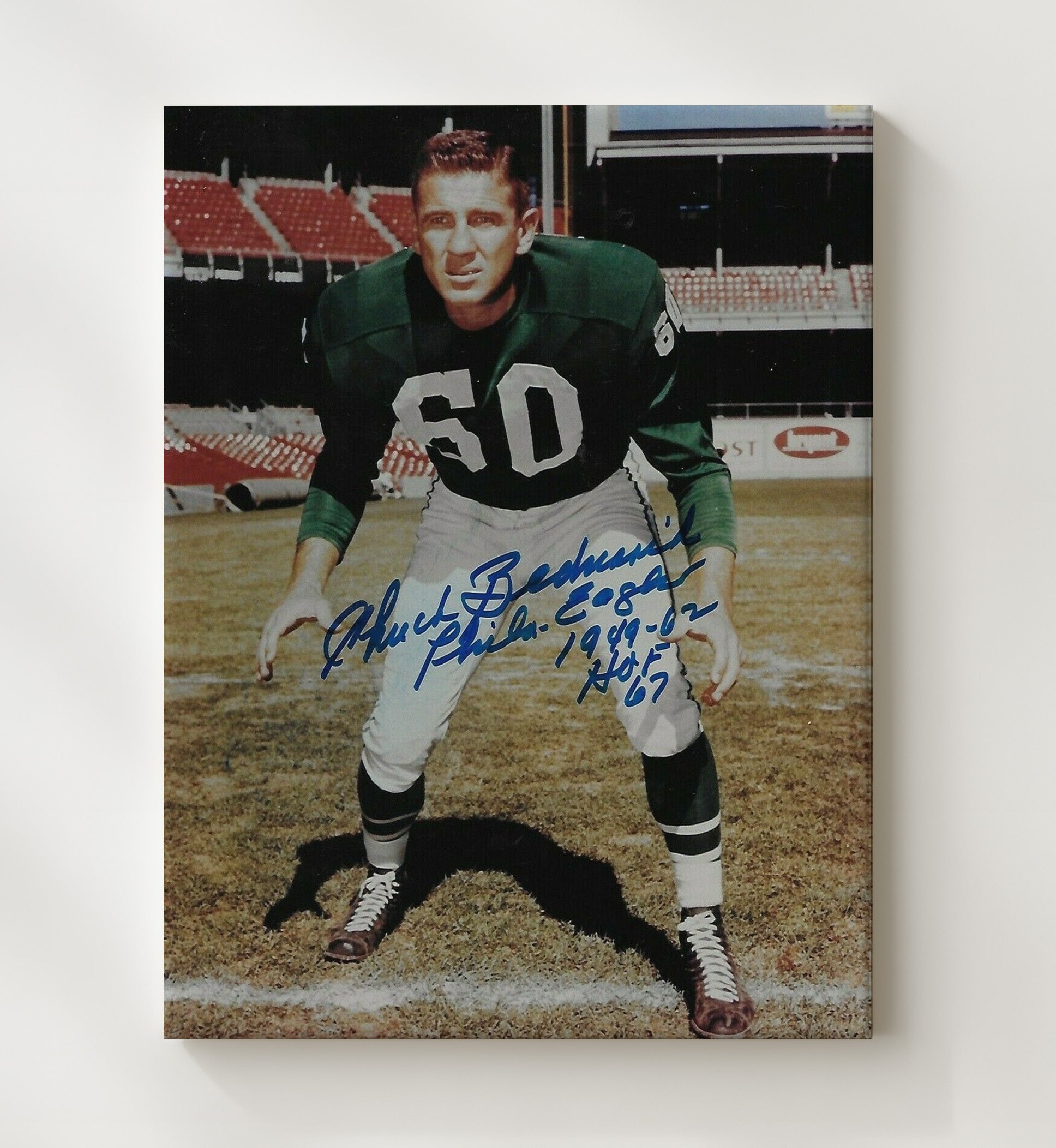 Chuck Bednarik - Philadelphia Football Hall of Fame Linebacker Classic Pose Football Wall Art - football wall art print