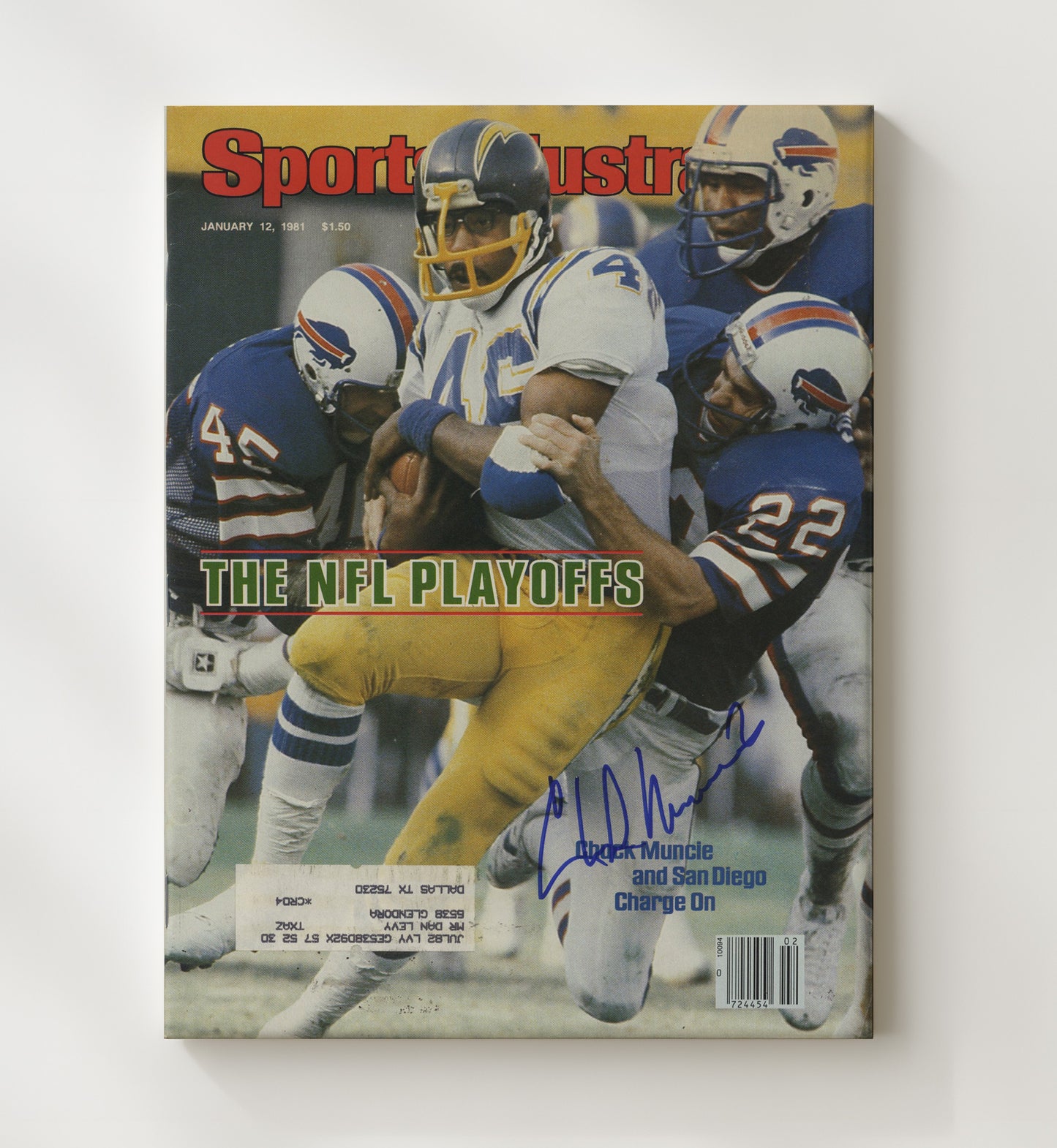 Chuck Muncie - San Diego Football Playoff Tackle vs Buffalo 1981 SI Cover Football Wall Art - football wall art print