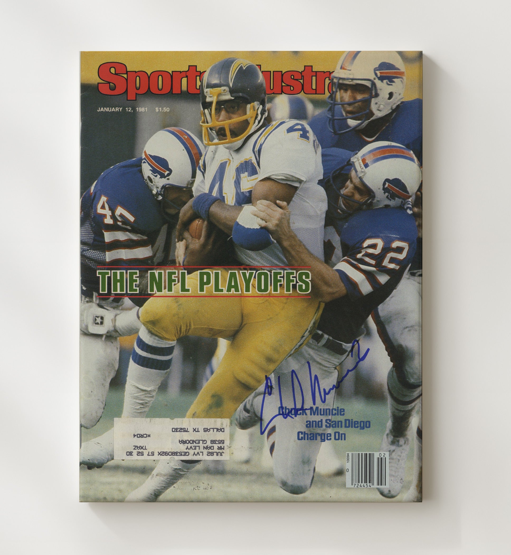 Chuck Muncie - San Diego Football Playoff Tackle vs Buffalo 1981 SI Cover Football Wall Art - football wall art print