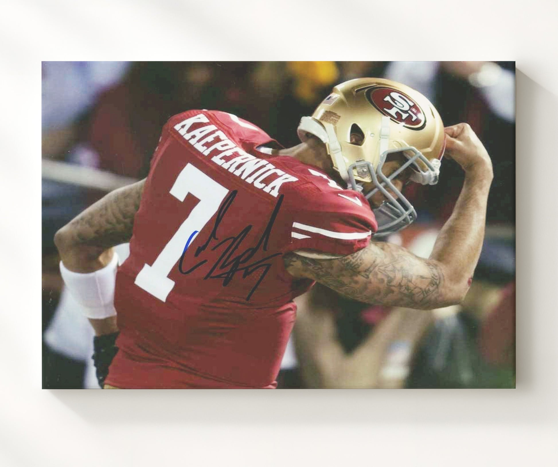 Colin Kaepernick - San Francisco Football End Zone Kaepernicking Celebration Football Wall Art - football wall art print