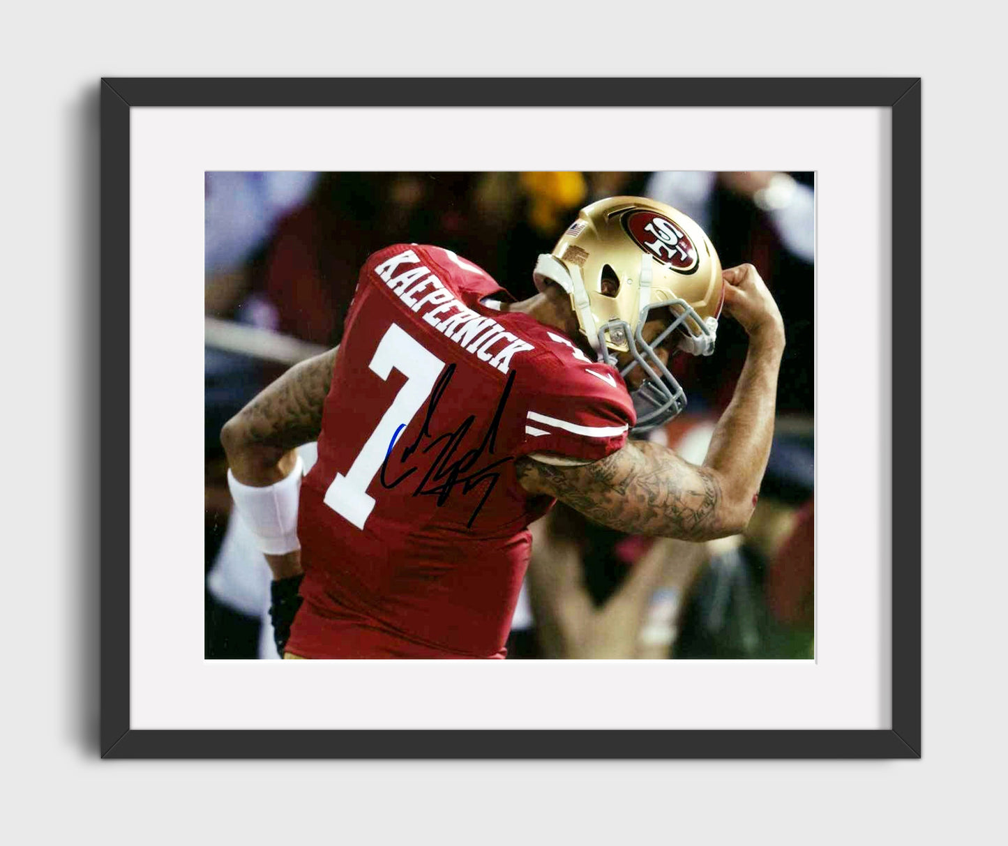 Colin Kaepernick San Francisco End Zone Kaepernicking Celebration Football Wall Art 16x20 Gallery Framed Artwork wall art print - Football decor