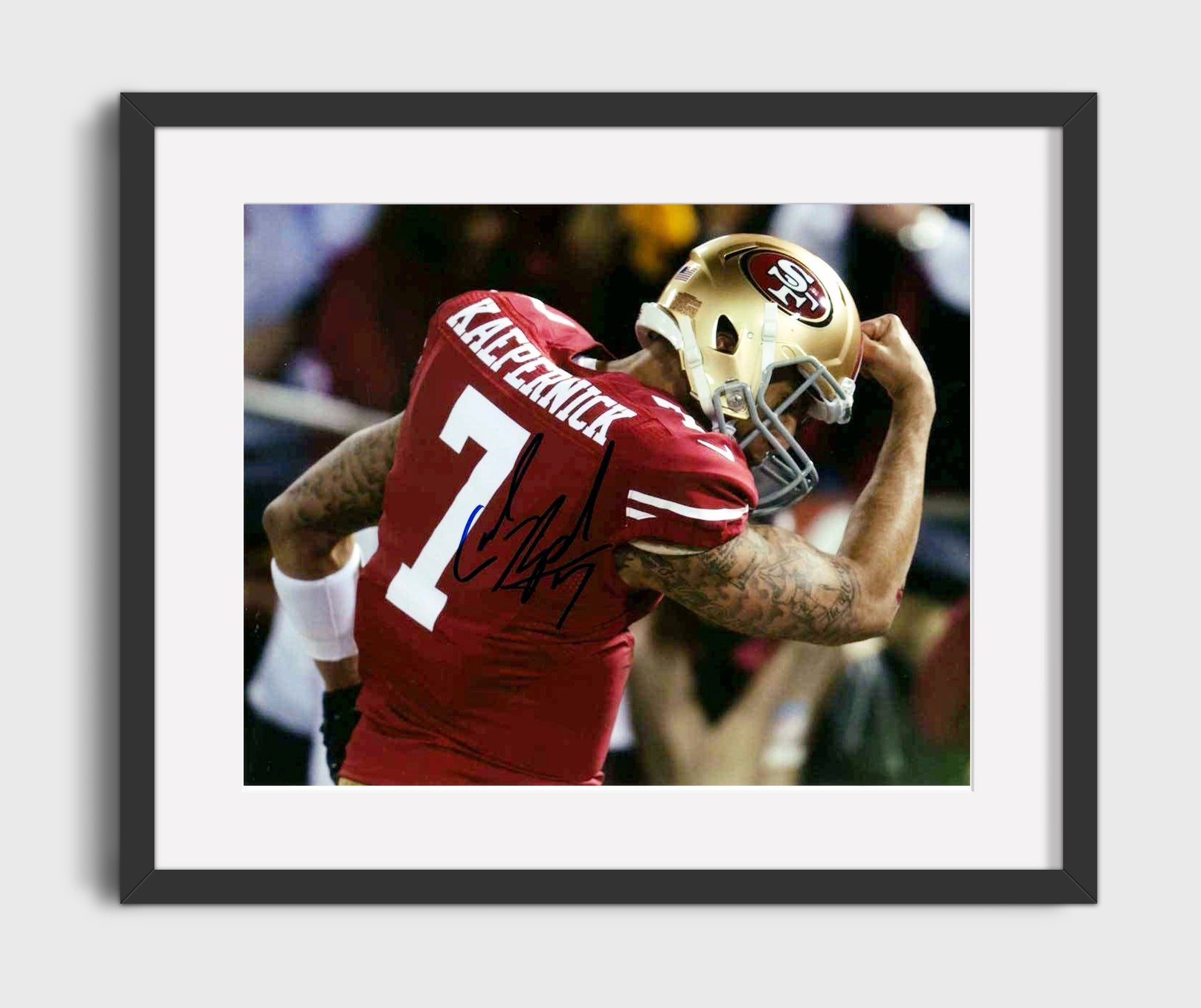 Colin Kaepernick San Francisco End Zone Kaepernicking Celebration Football Wall Art 16x20 Gallery Framed Artwork wall art print - Football decor