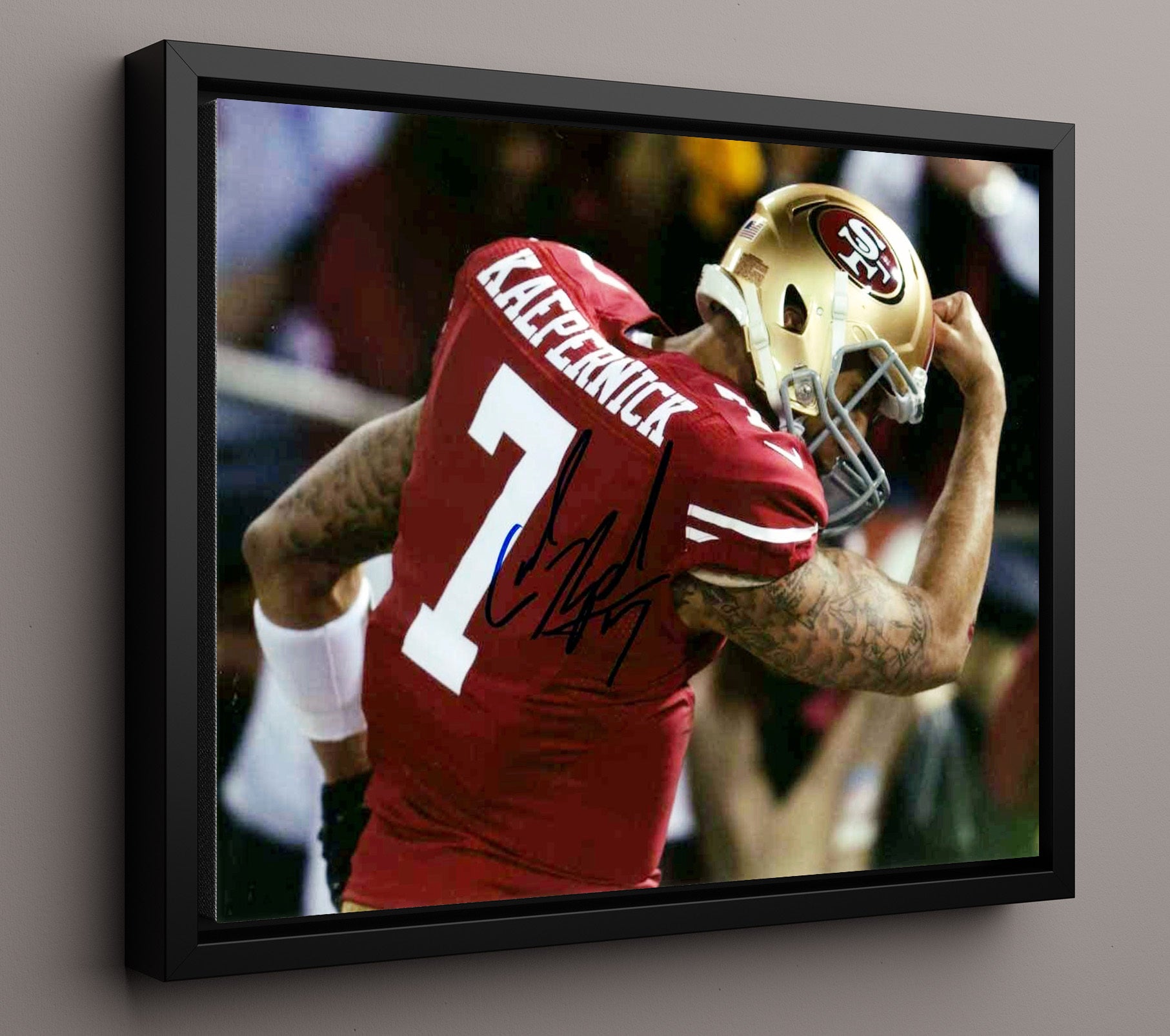 Colin Kaepernick - San Francisco Football End Zone Kaepernicking Celebration Football Wall Art - football wall art print