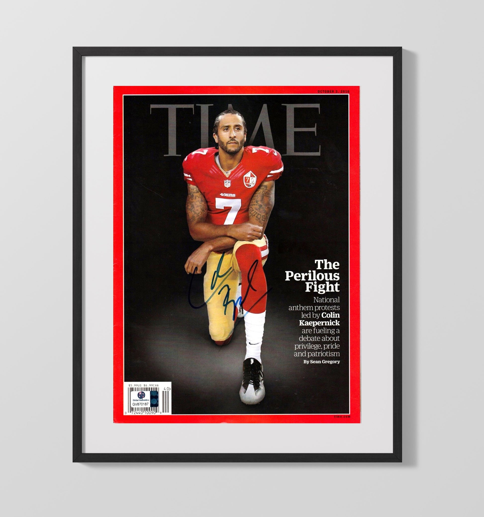 Colin Kaepernick - Taking A Stand Vintage Football Wall Art - 16x20 Gallery Frame football decor