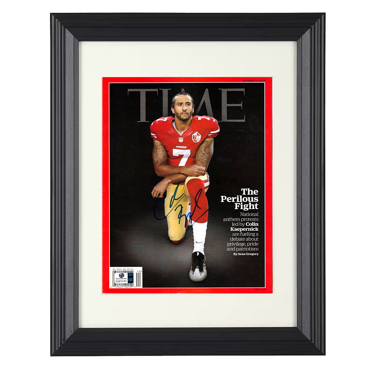 Colin Kaepernick – Taking a Stand Image – 8x10 black beveled framed football wall art