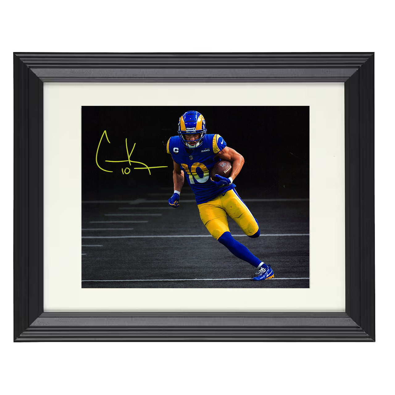 Cooper Kupp – Los Angeles with Ball Spotlight – 8x10 black beveled framed football wall art