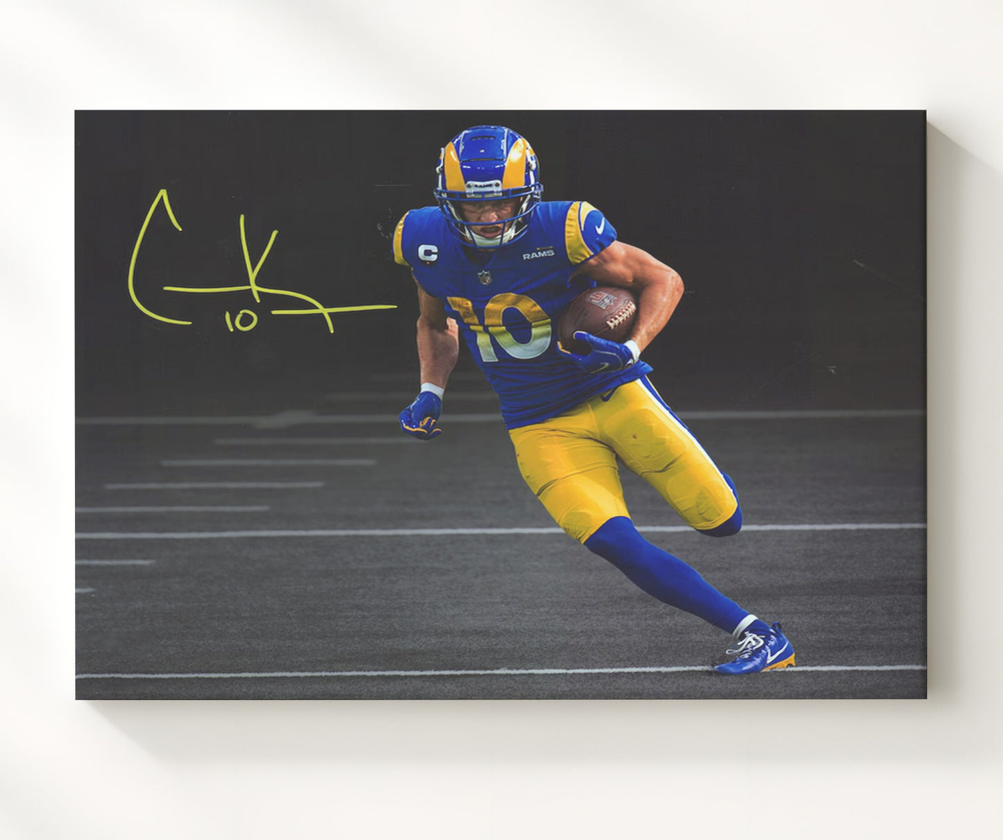 Cooper Kupp - Los Angeles Football Route Runner Sprint with Ball Spotlight Football Wall Art - football wall art print