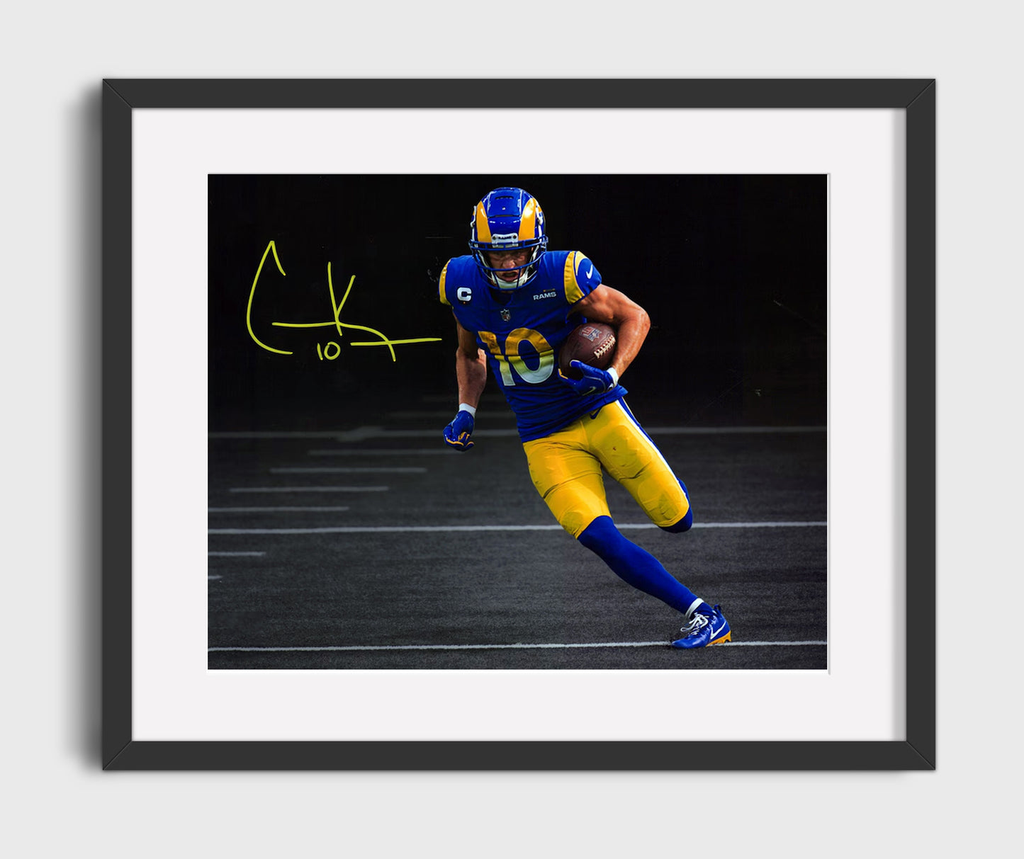Cooper Kupp - Los Angeles Football Route Runner Sprint with Ball Spotlight Vintage Football Wall Art - 16x20 Gallery Frame football decor